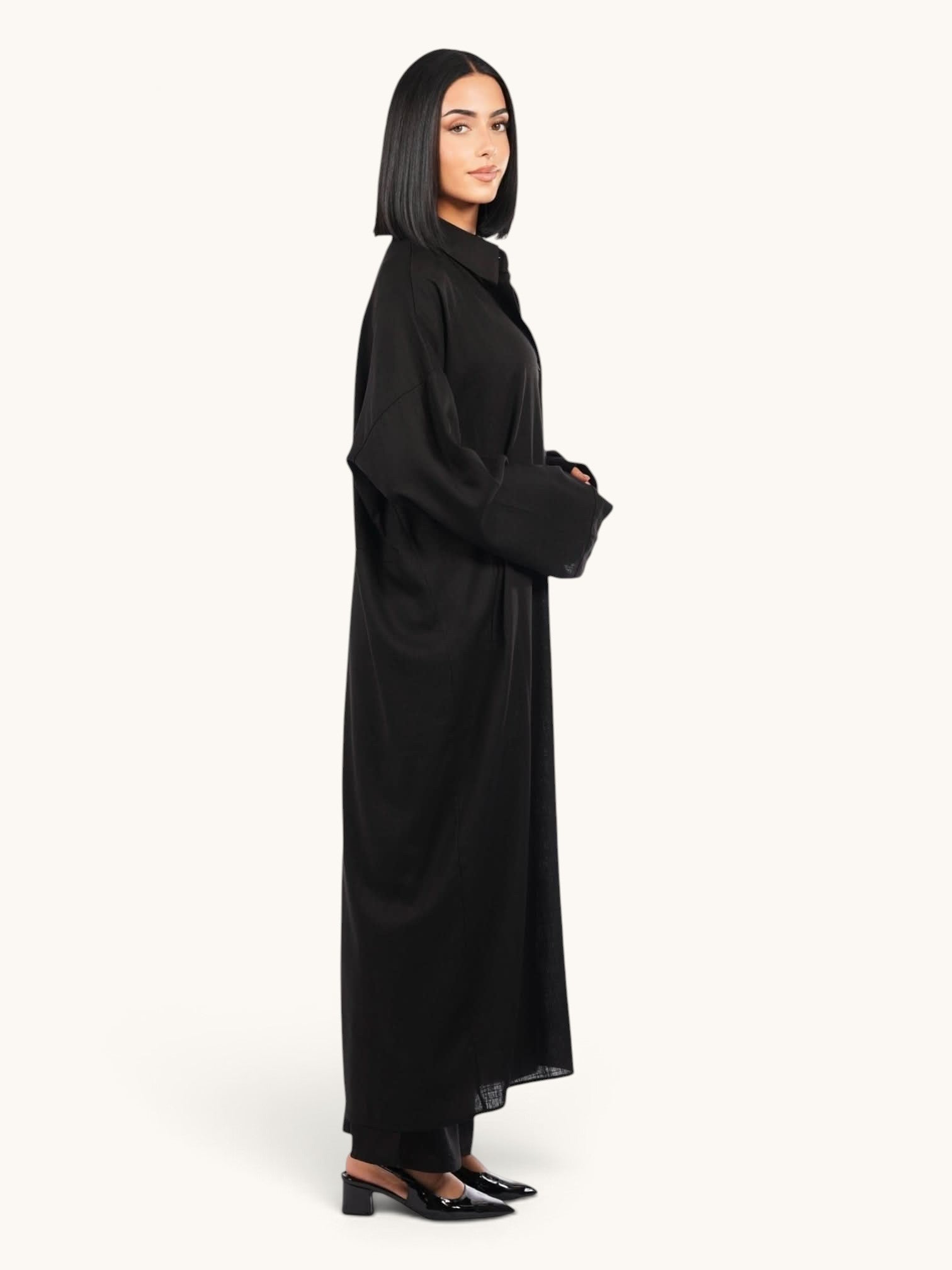 Schwarzes Palma Leinen-Set von Losyana.Shop, Zweiteiler aus atmungsaktivem Leinenstoff, perfekt für Sommermode