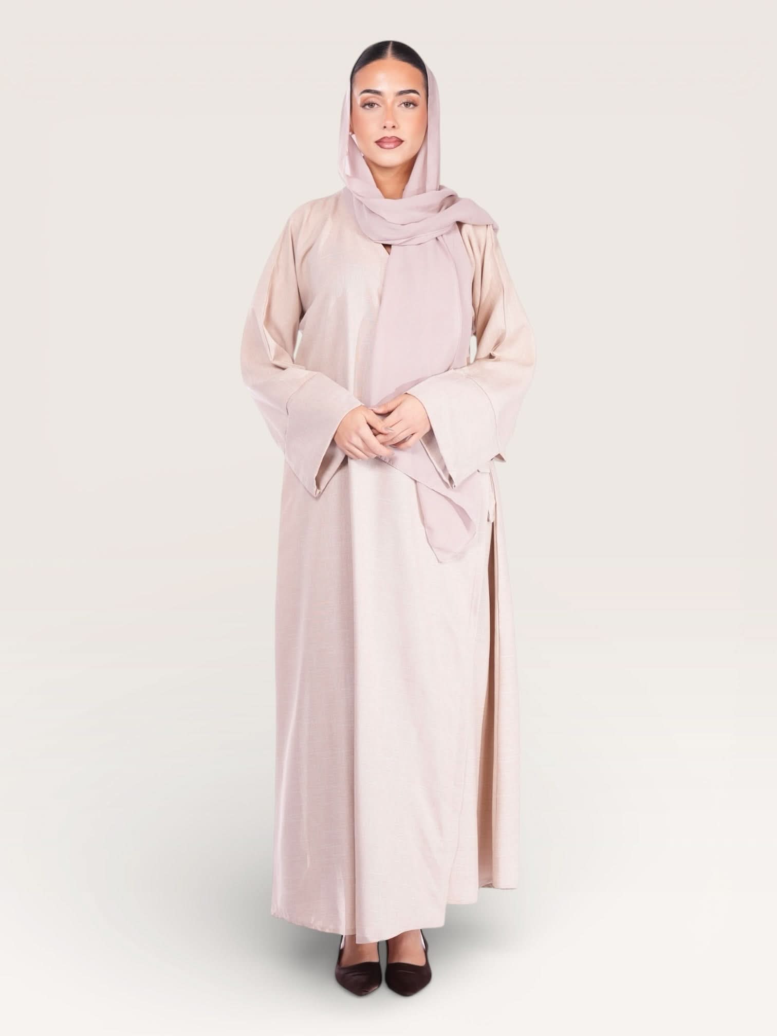 wickel linen abaya - beige