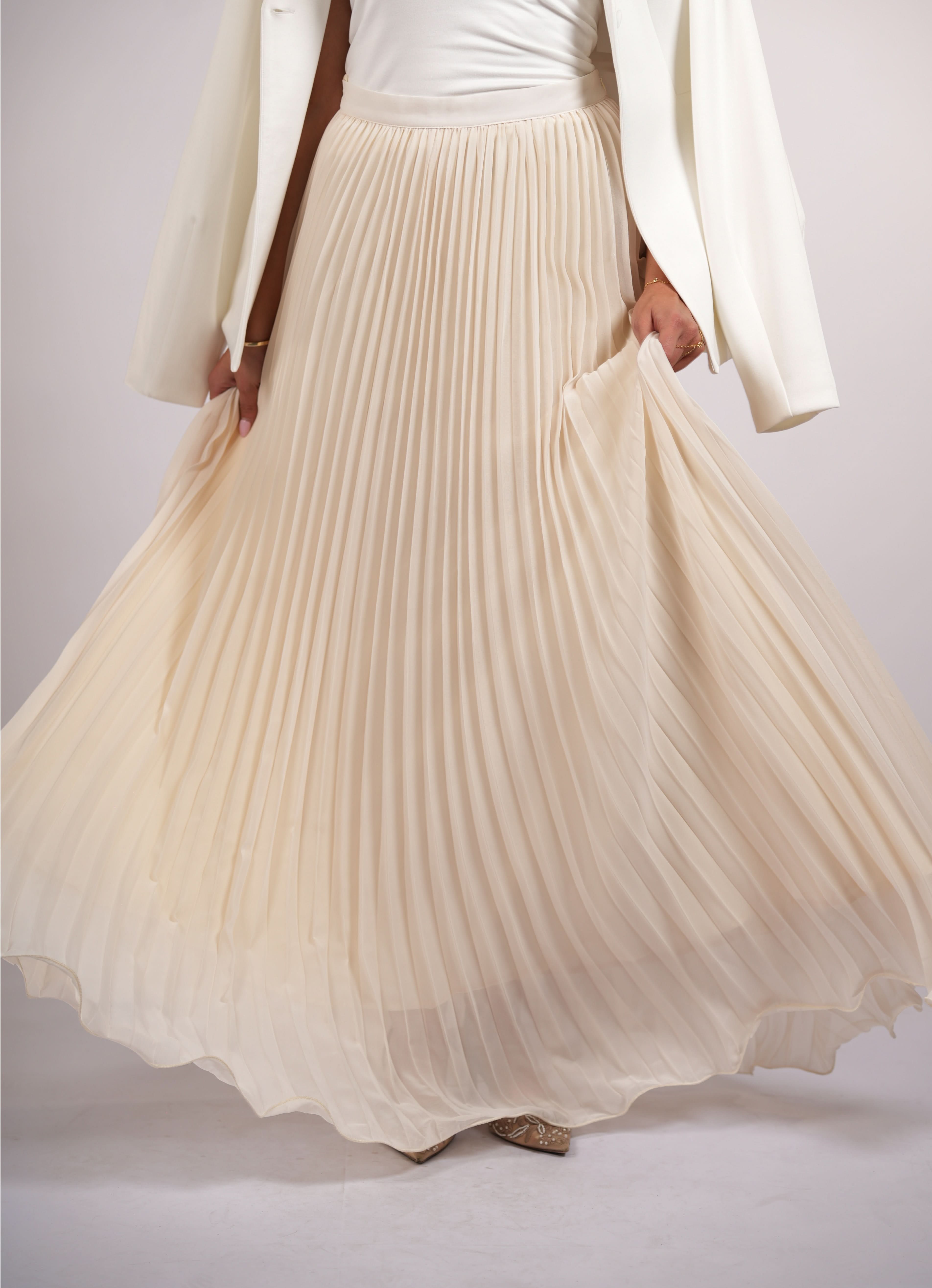 plisse skirt - cream - Losyana.Shop