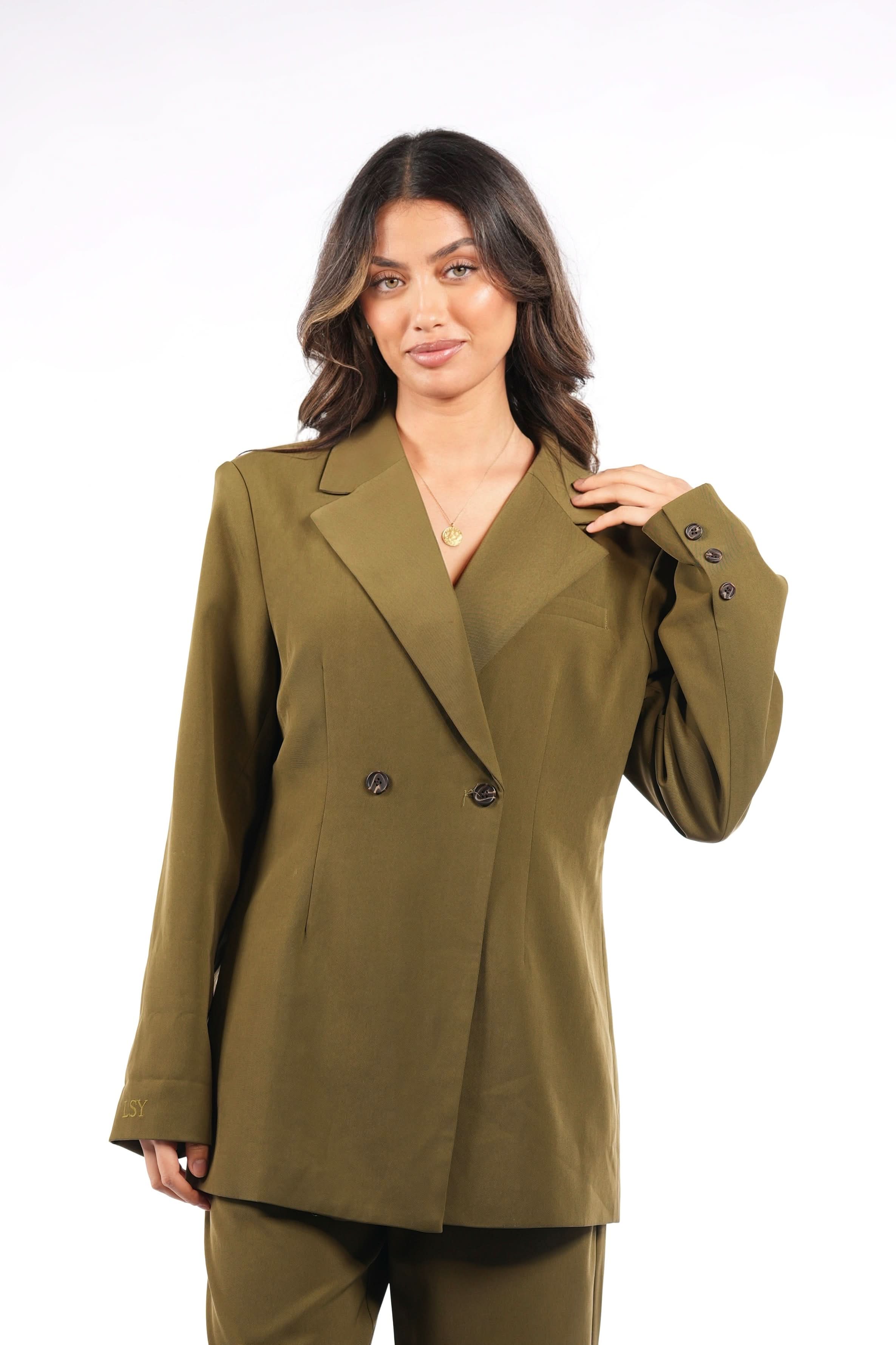 the noble belted blazer - olive - Losyana.Shop