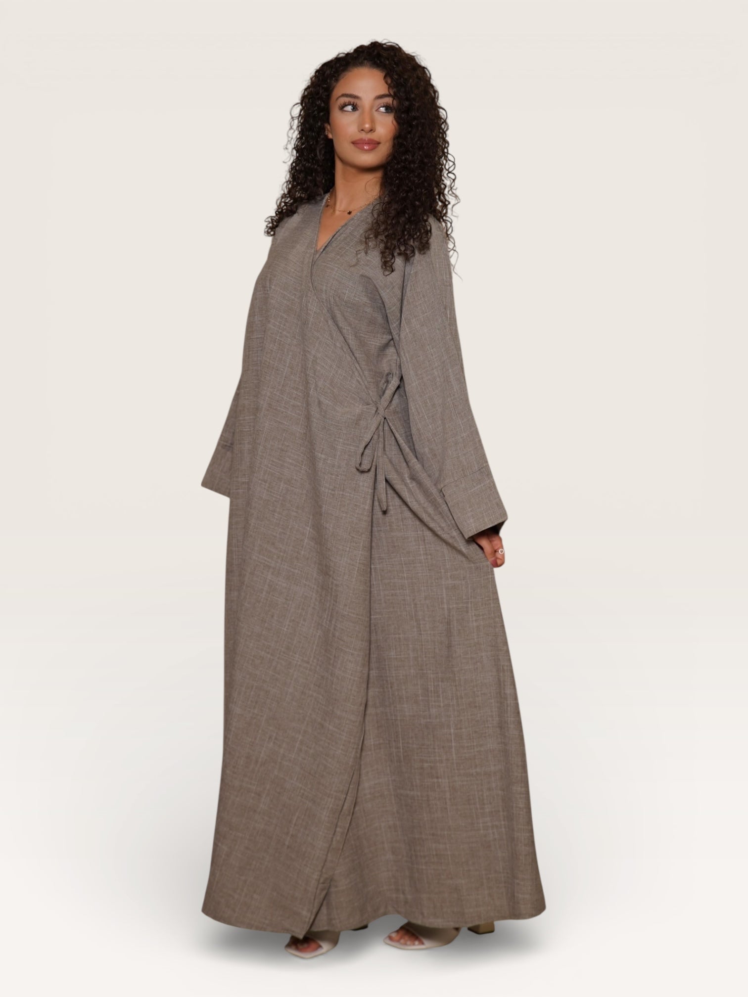wickel linen abaya - venge - Losyana.Shop