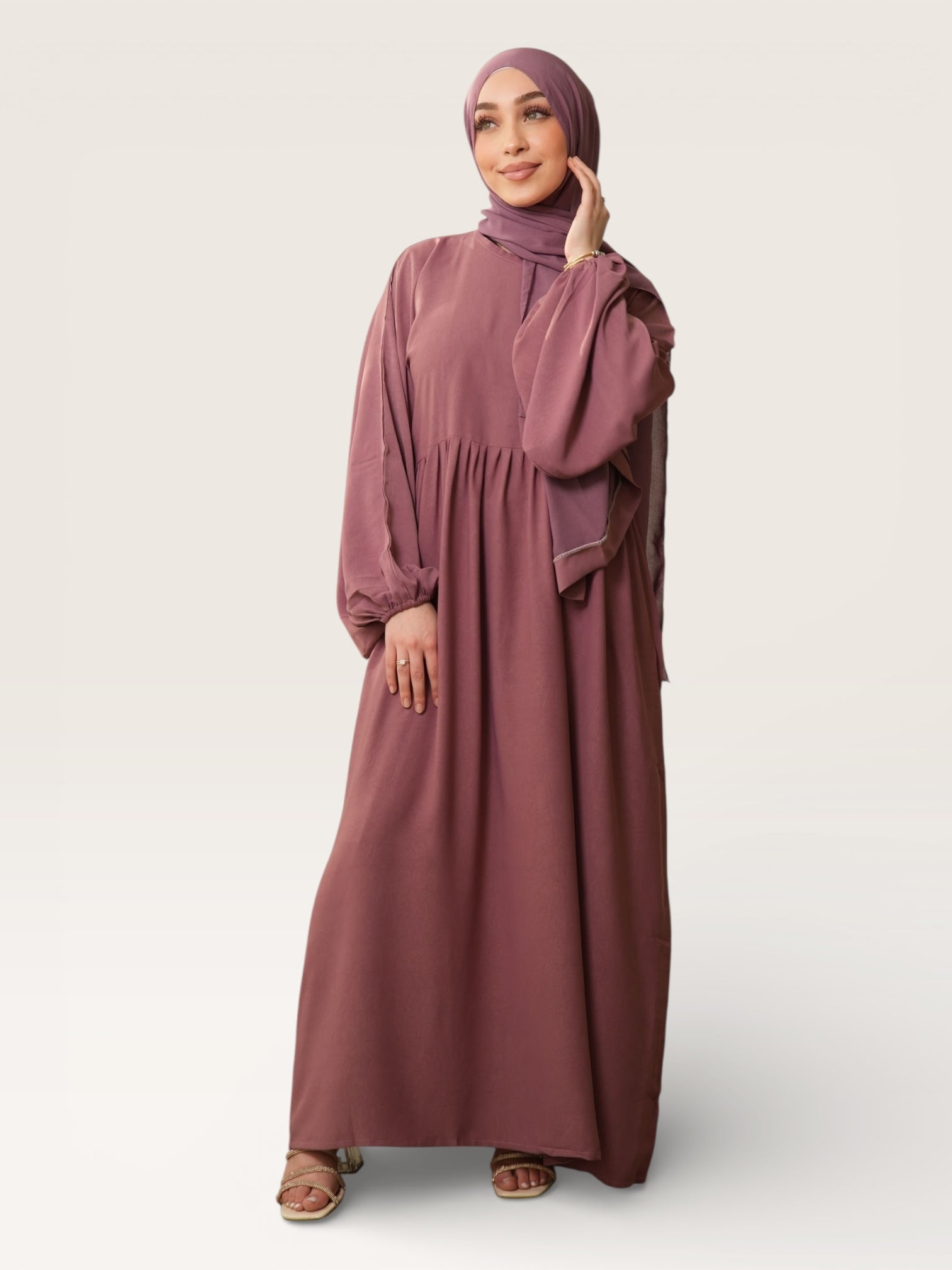 balloon abaya - dark rose