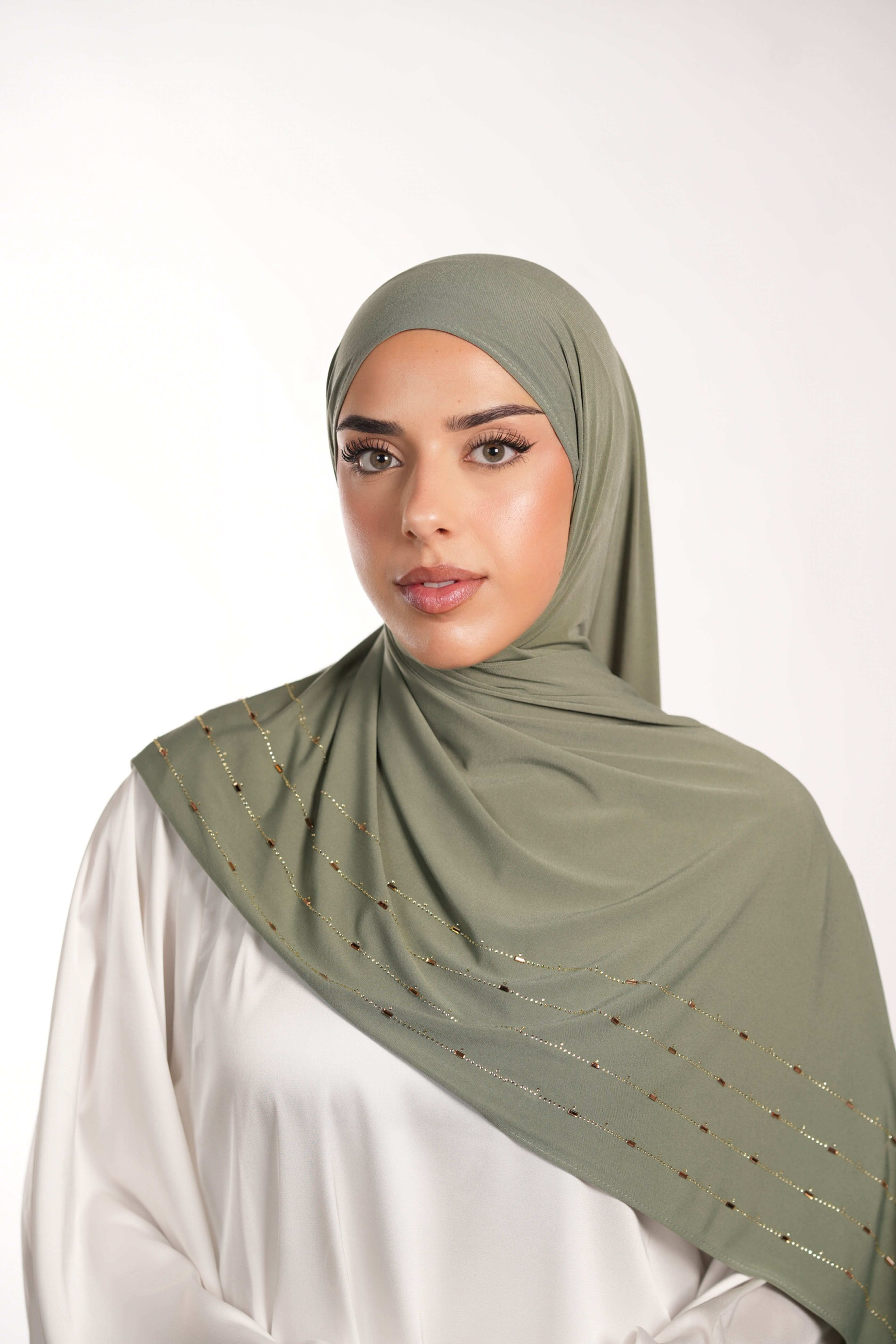 Premium Jersey Strass - olive green - Losyana.Shop