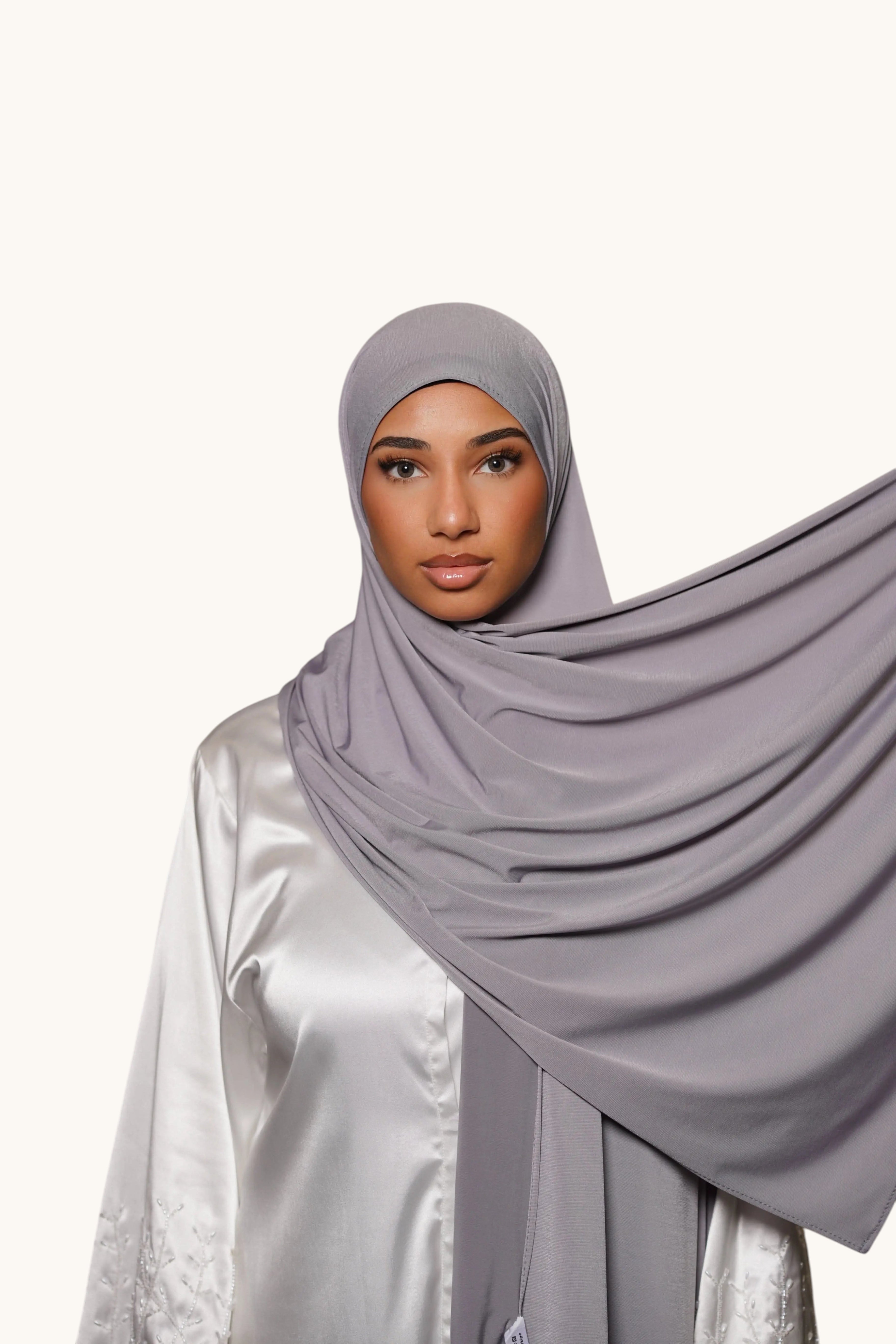 Hochwertiger Losyana.Shop Jersey-Hijab in Quarzfarbe, weiches und bequemes Kopftuch aus Jersey-Stoff, Detailaufnahme