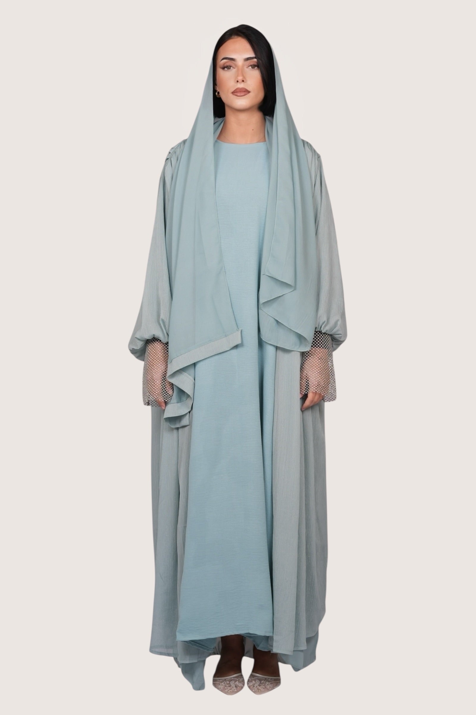 Shimmer Abaya - light blue