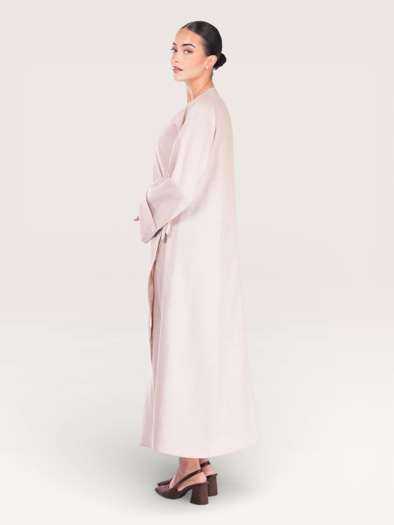 wickel linen abaya - beige
