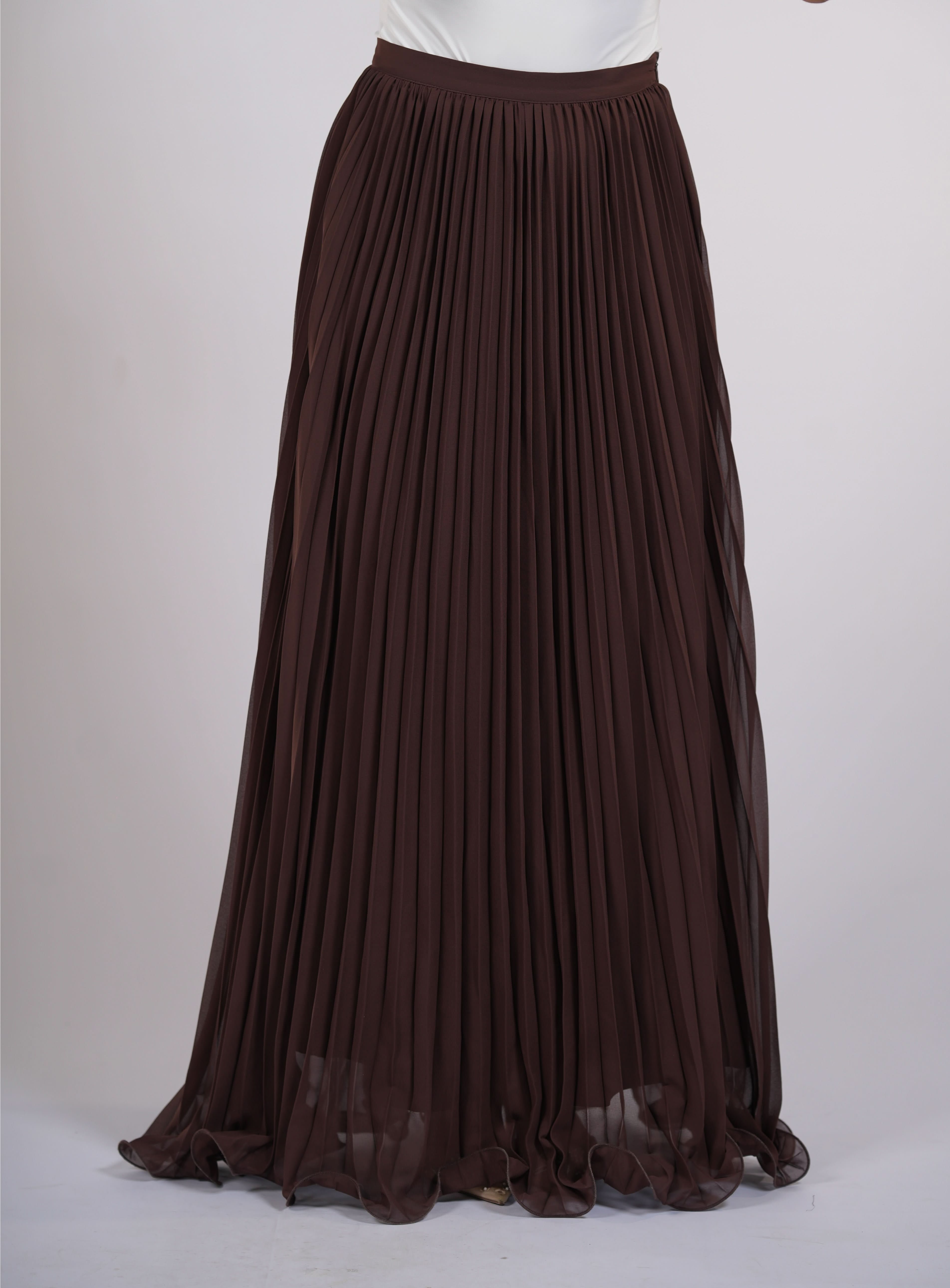 plisse skirt - dark brown - Losyana.Shop