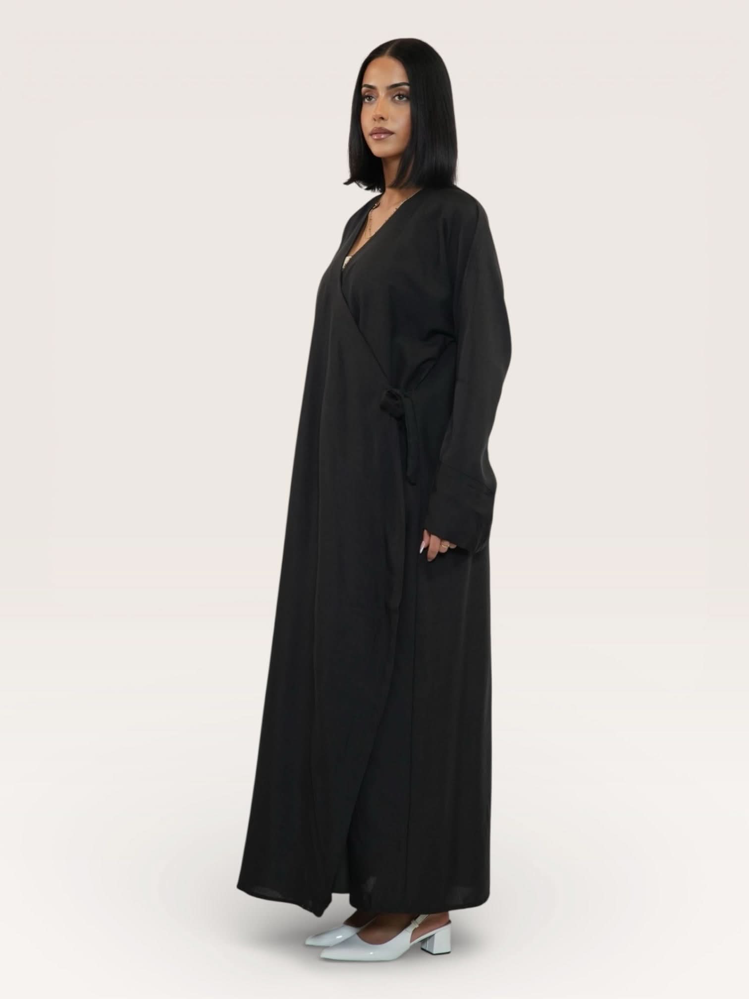 wickel linen abaya - black - Losyana.Shop