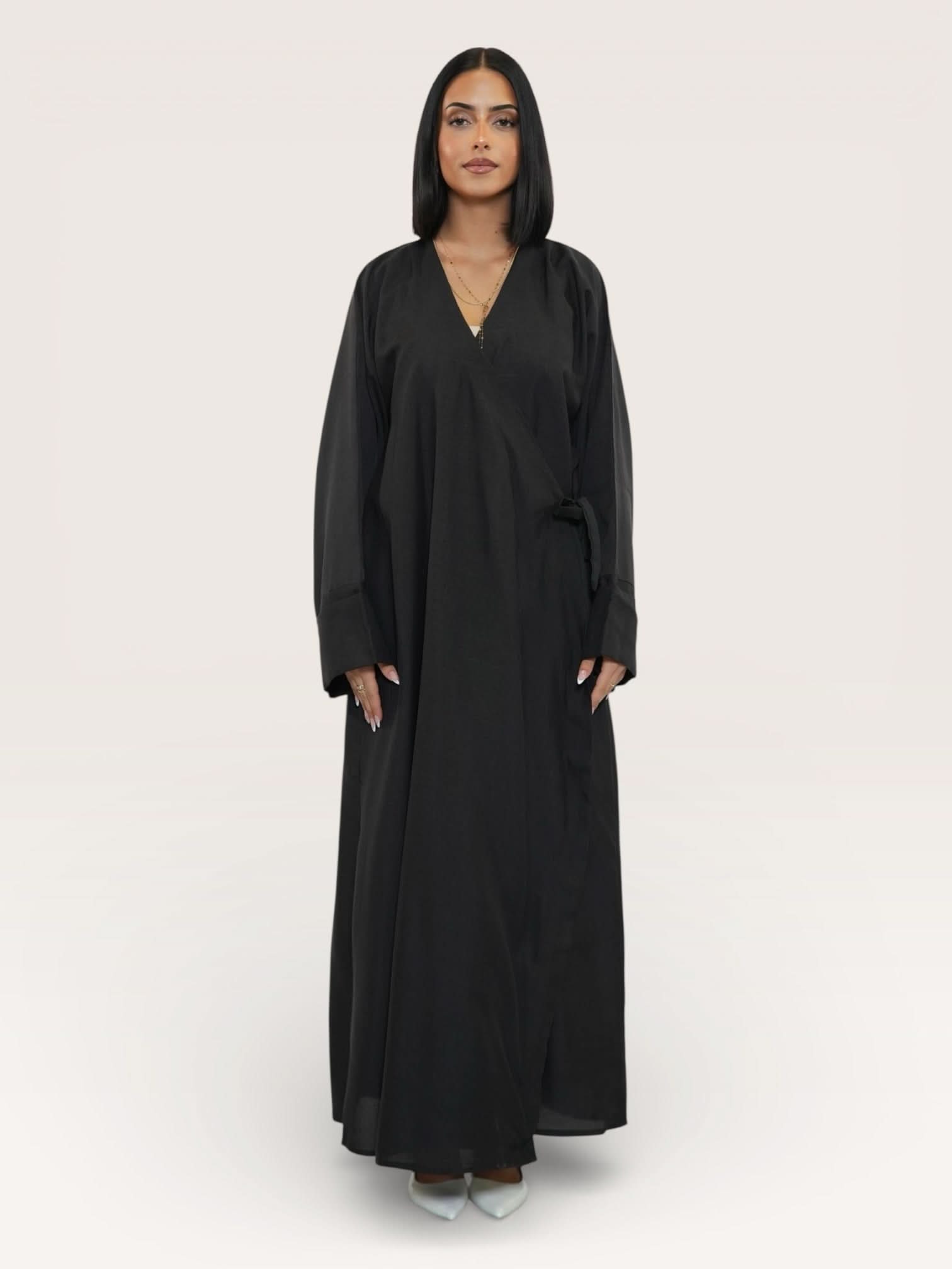 wickel linen abaya - black - Losyana.Shop