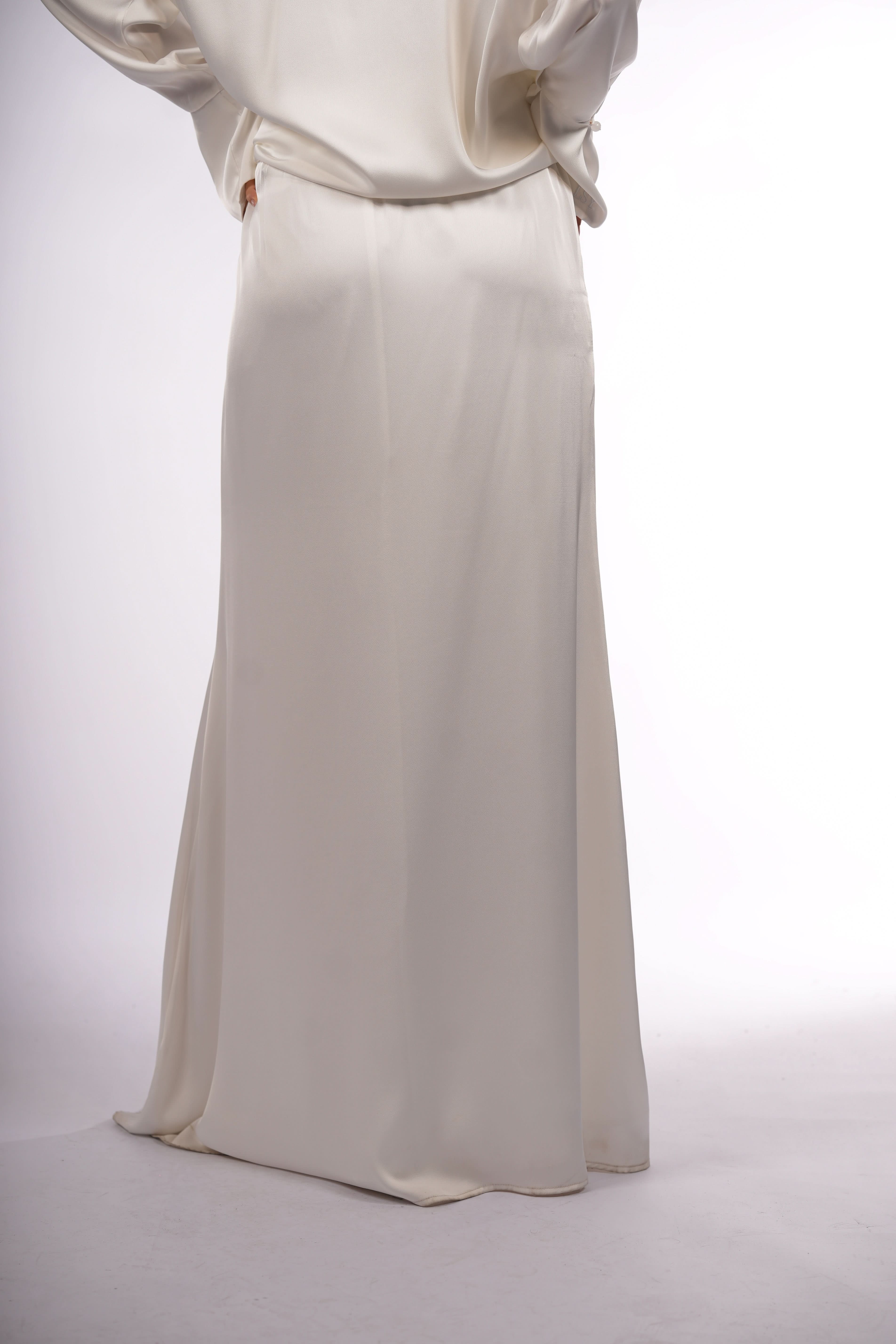 satin silk skirt - white