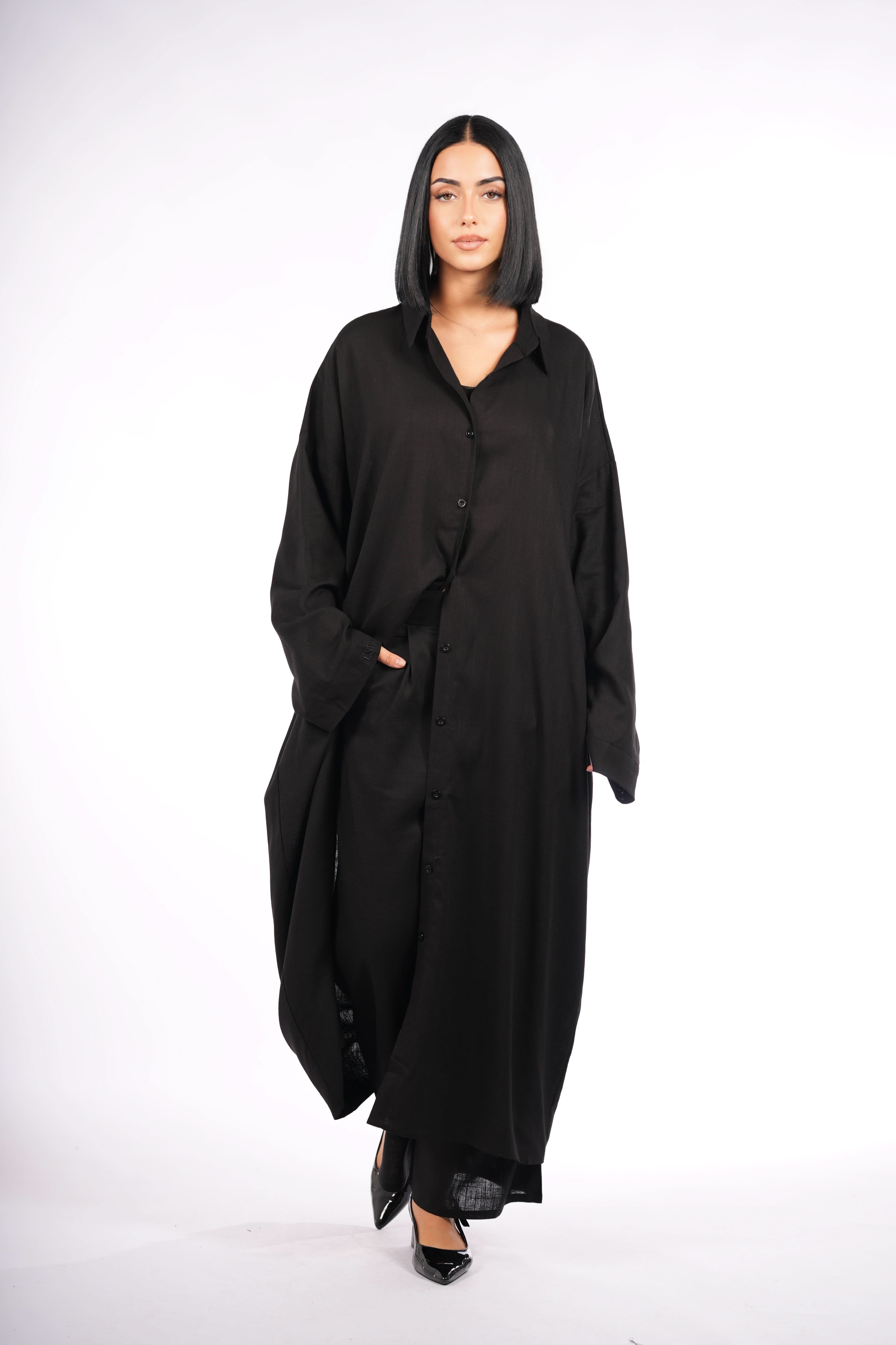 palma linen set - black - Losyana.Shop