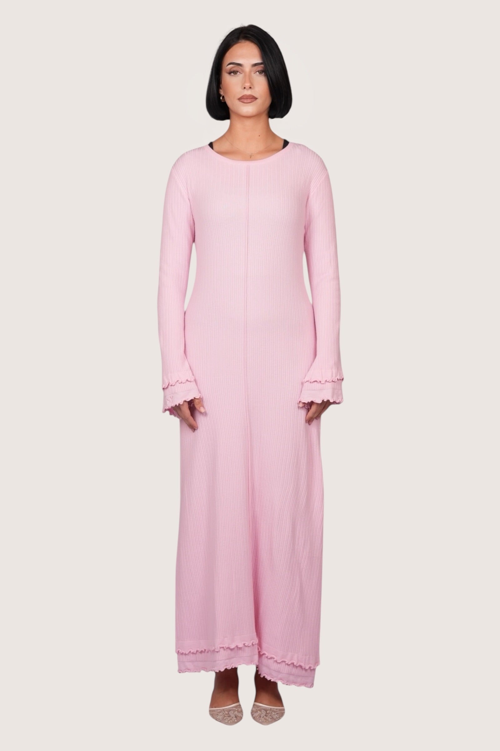 Ruffled Maxi Dress - rose