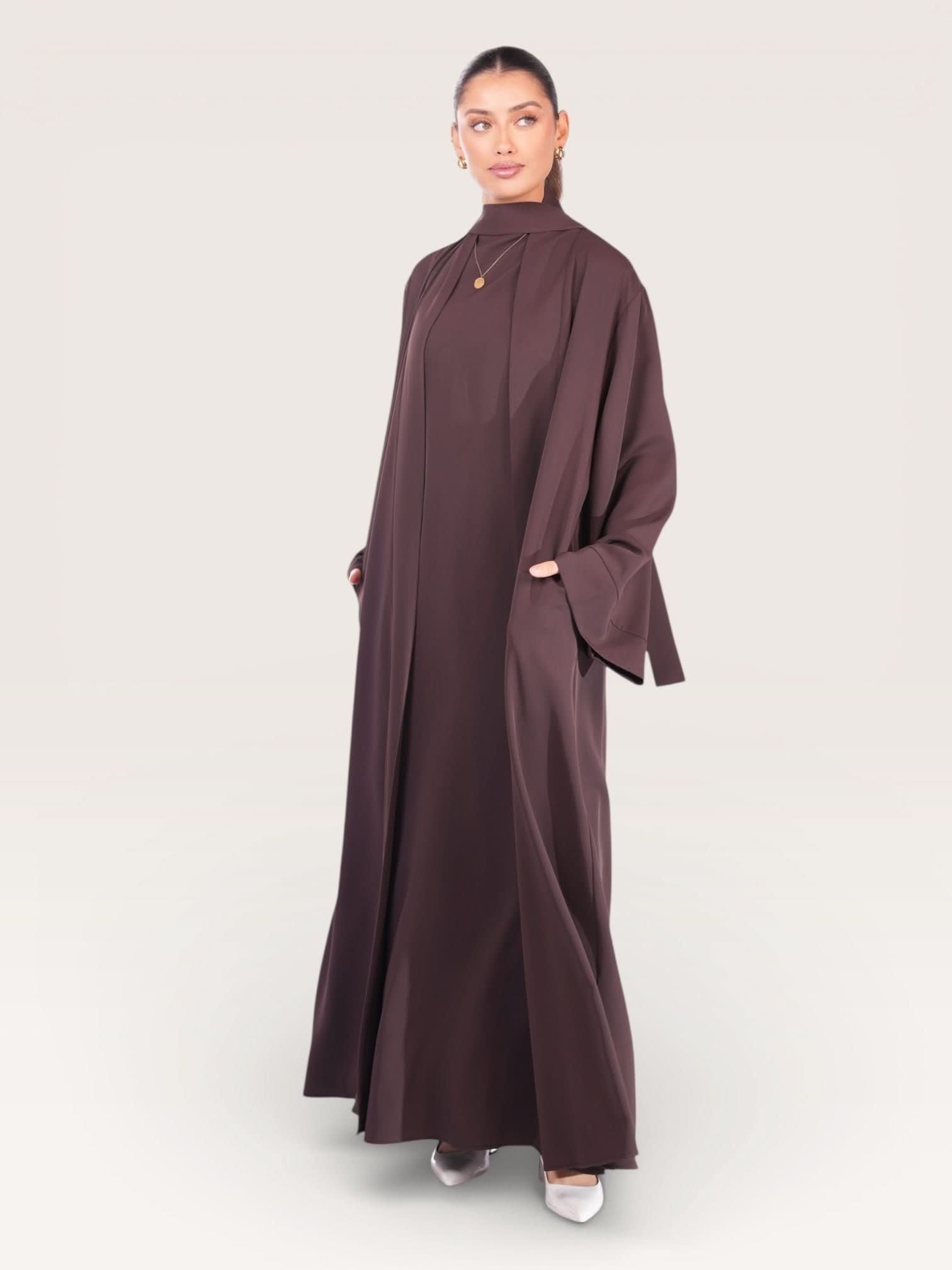 kimono abaya - espresso | LOSYANA - Elegante Viskose Abaya