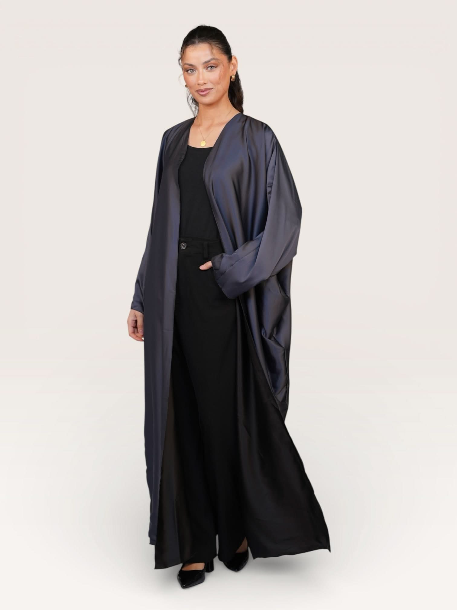 two way abaya - light gray / dark gray
