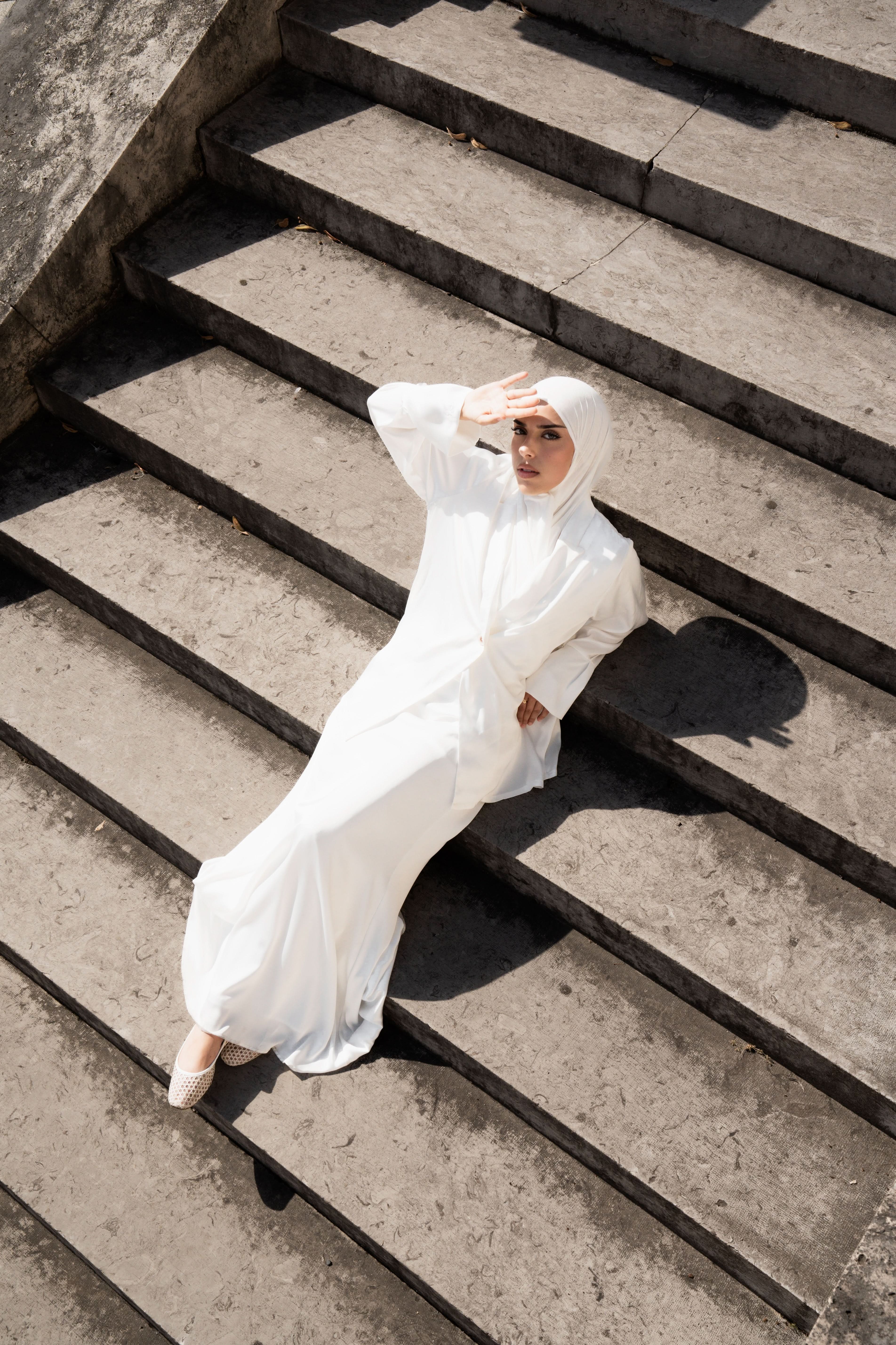 satin silk cardigan - white - Losyana.Shop