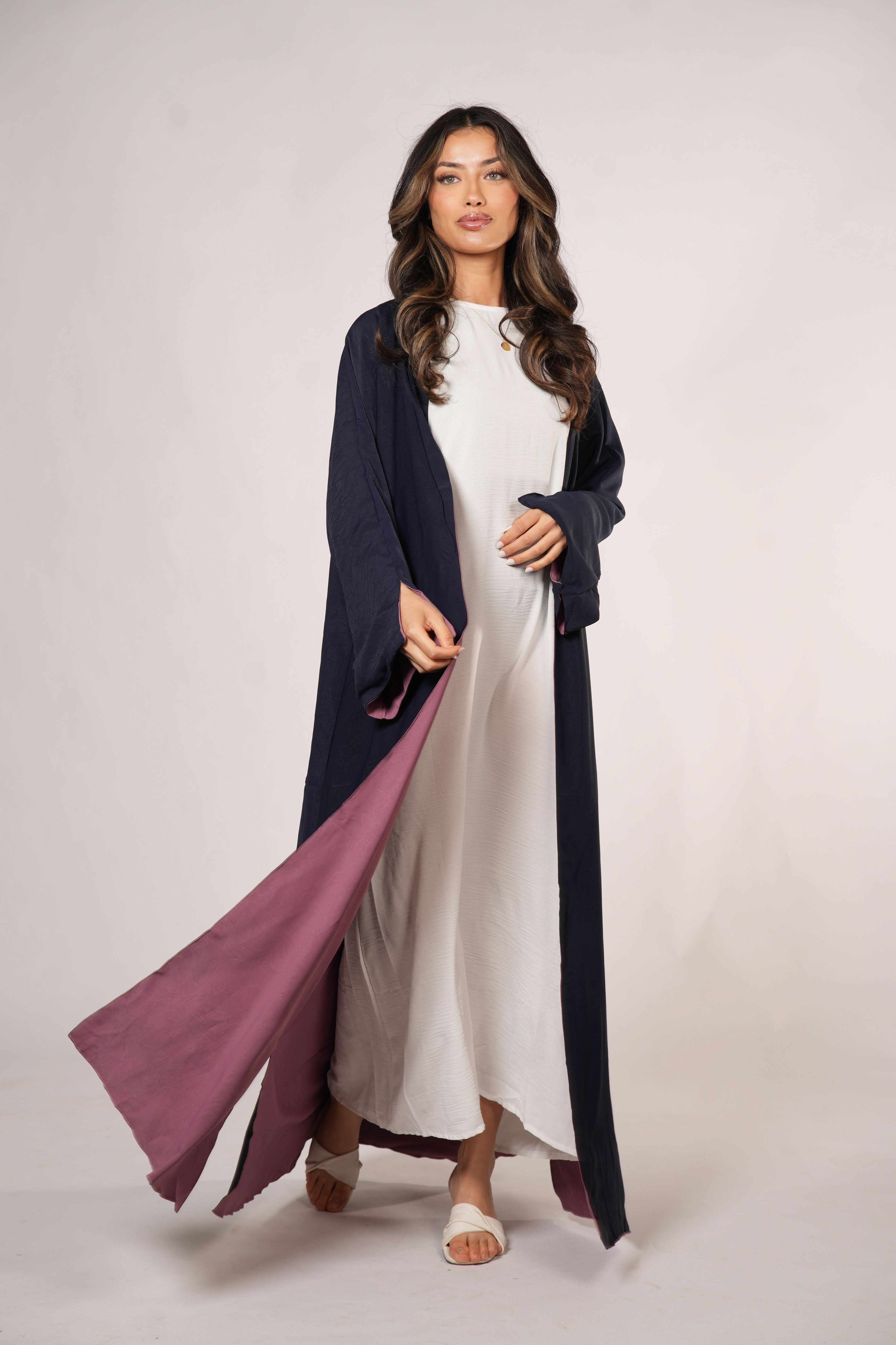 2 in 1 Abaya - rose/navy - Losyana.Shop
