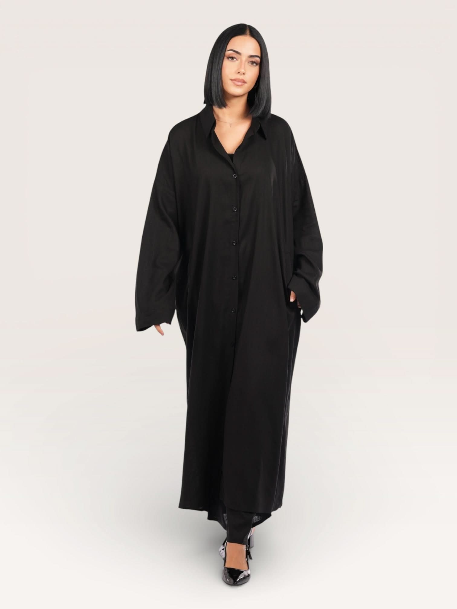 palma linen set - black - Losyana.Shop