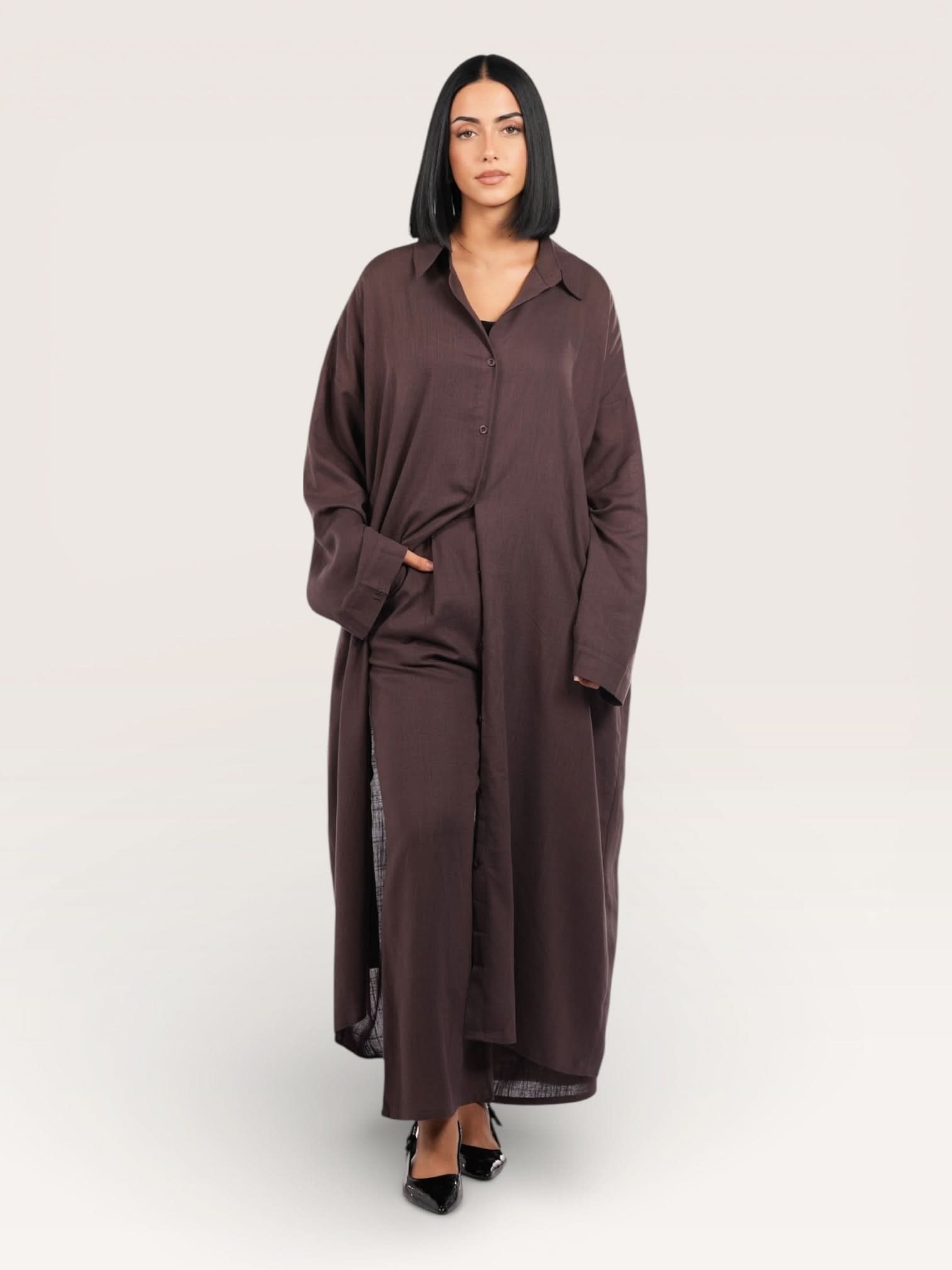 palma linen set - espresso - Losyana.Shop