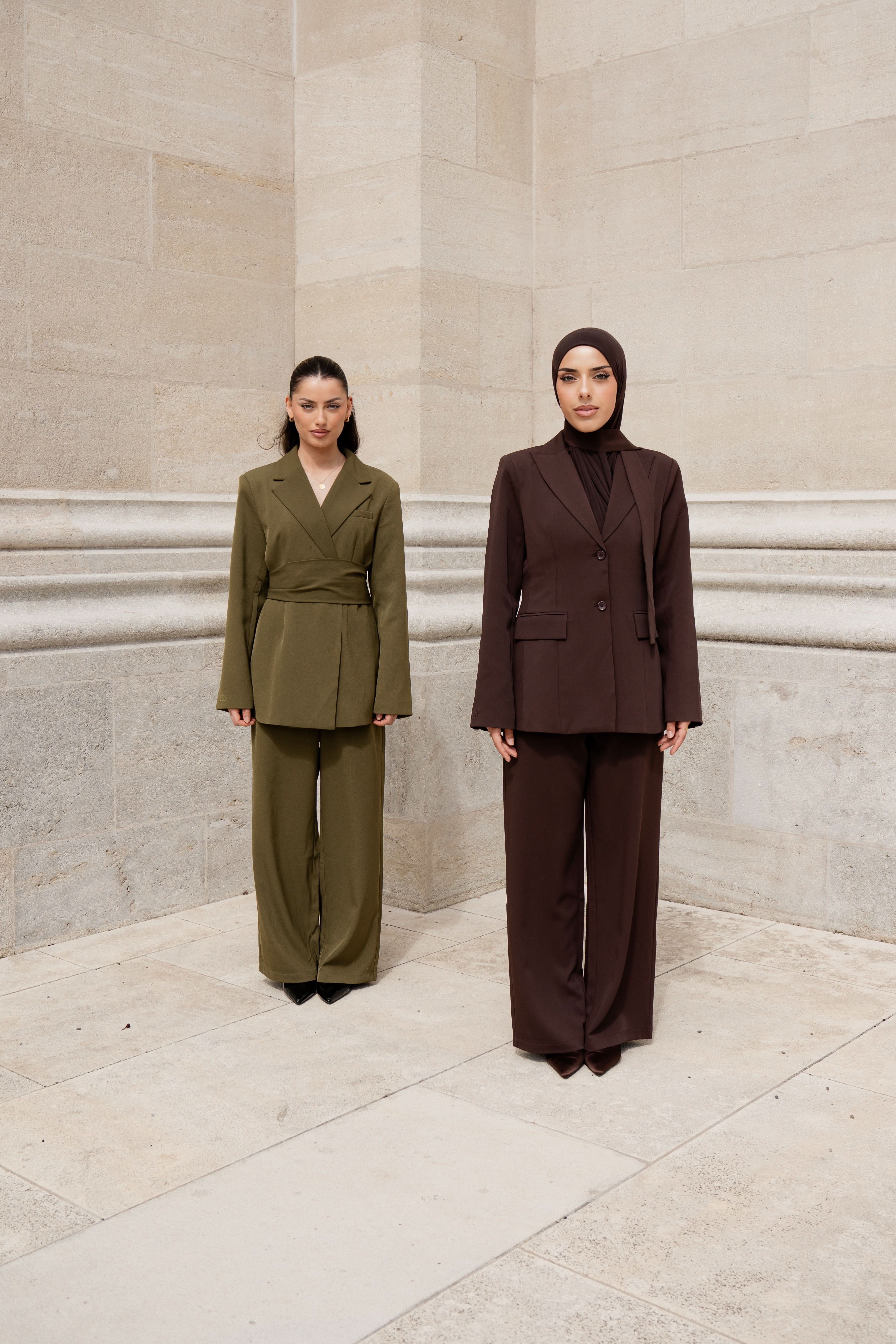 the noble belted blazer - olive - Losyana.Shop