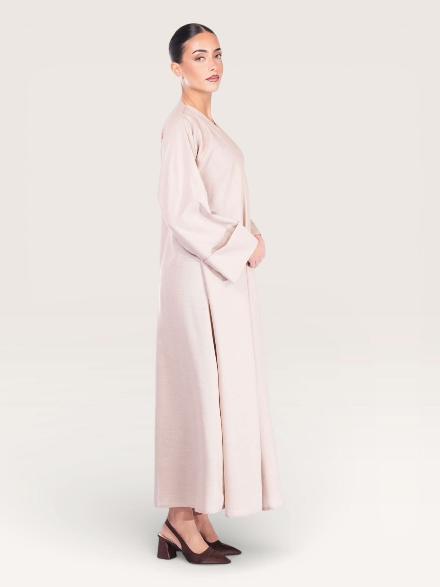 wickel linen abaya - beige
