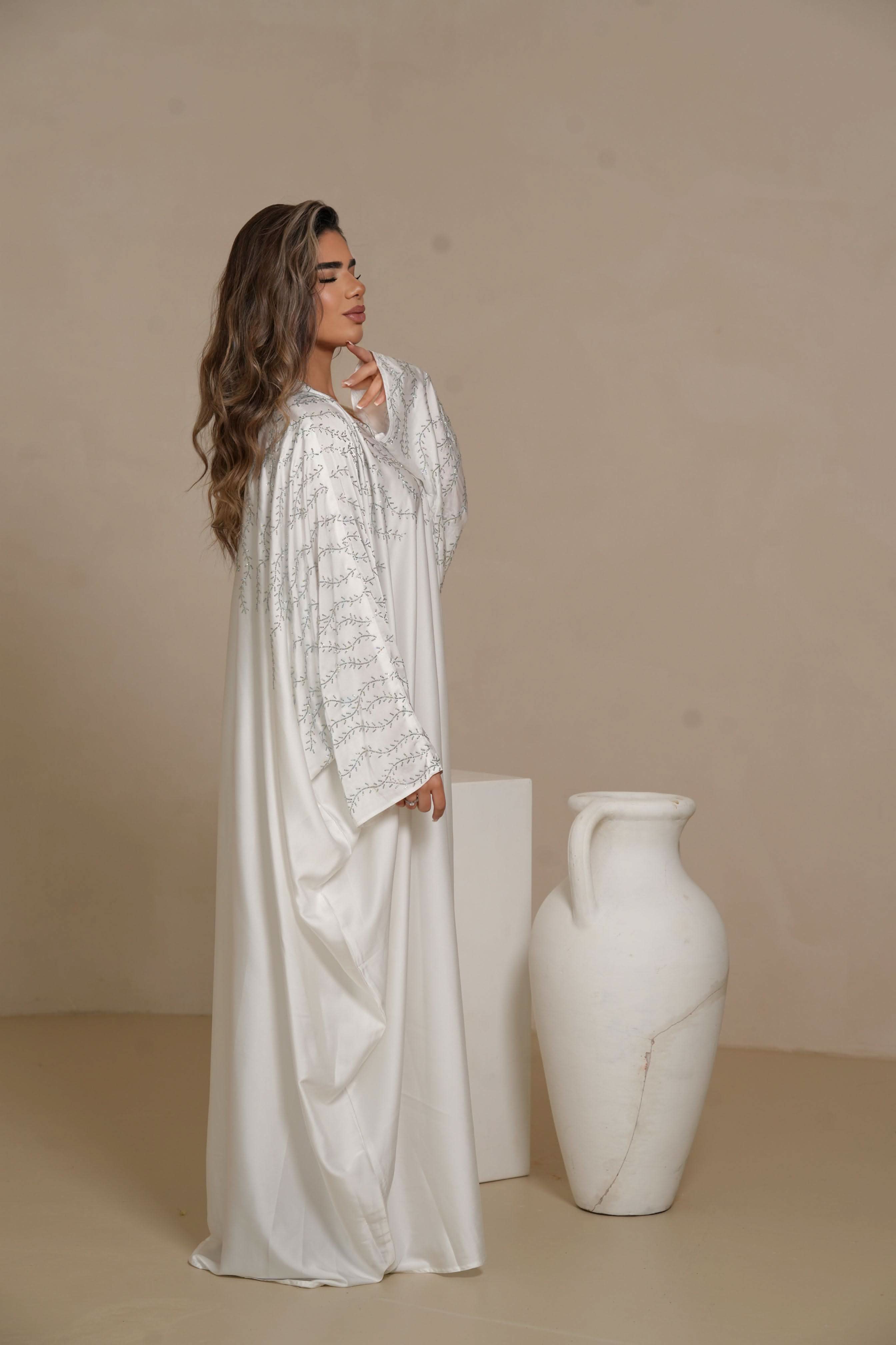Glitter Abaya - white 
