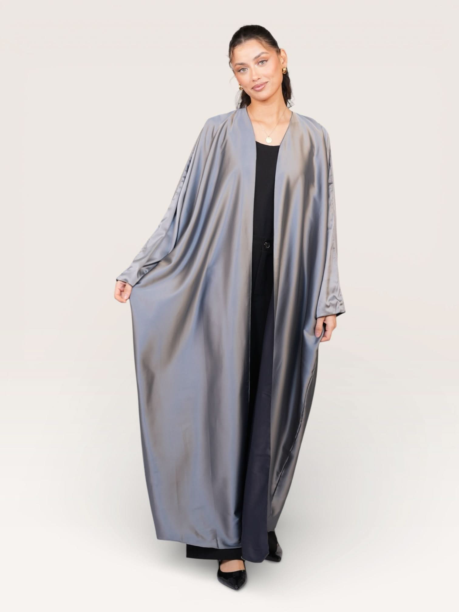 two way abaya - light gray / dark gray