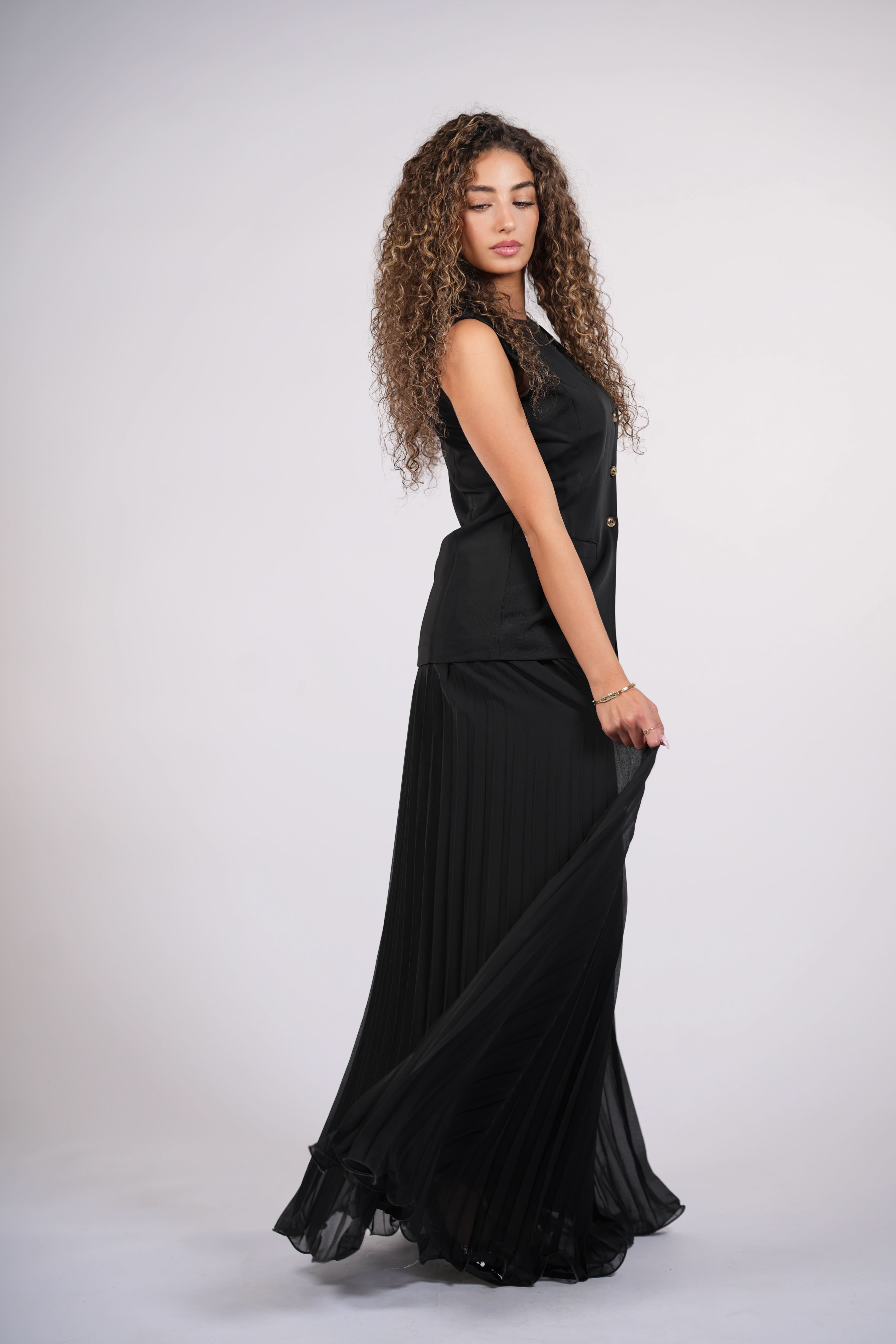 plisse skirt - black - Losyana.Shop