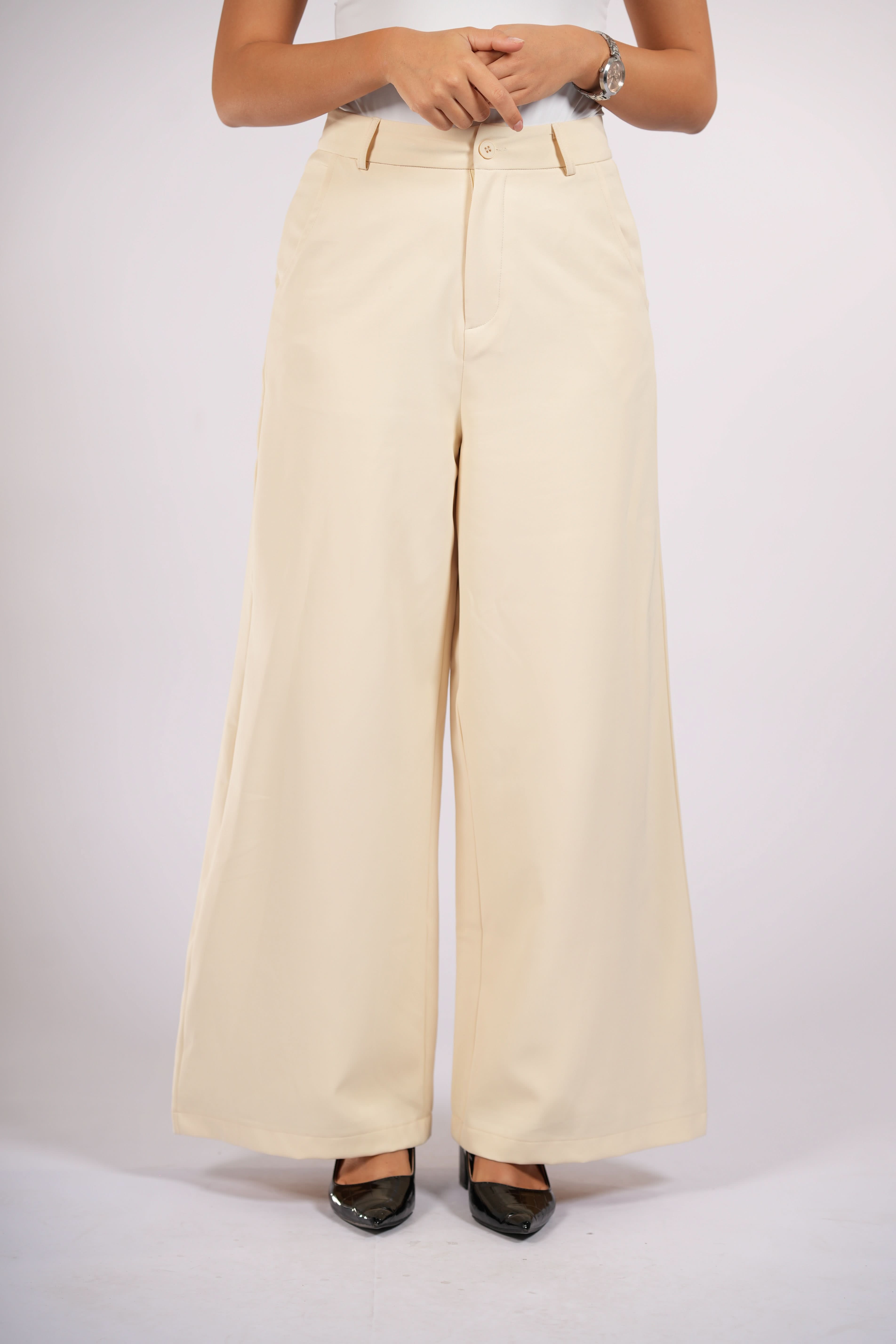 wide leg pants - butter yellow - Losyana.Shop