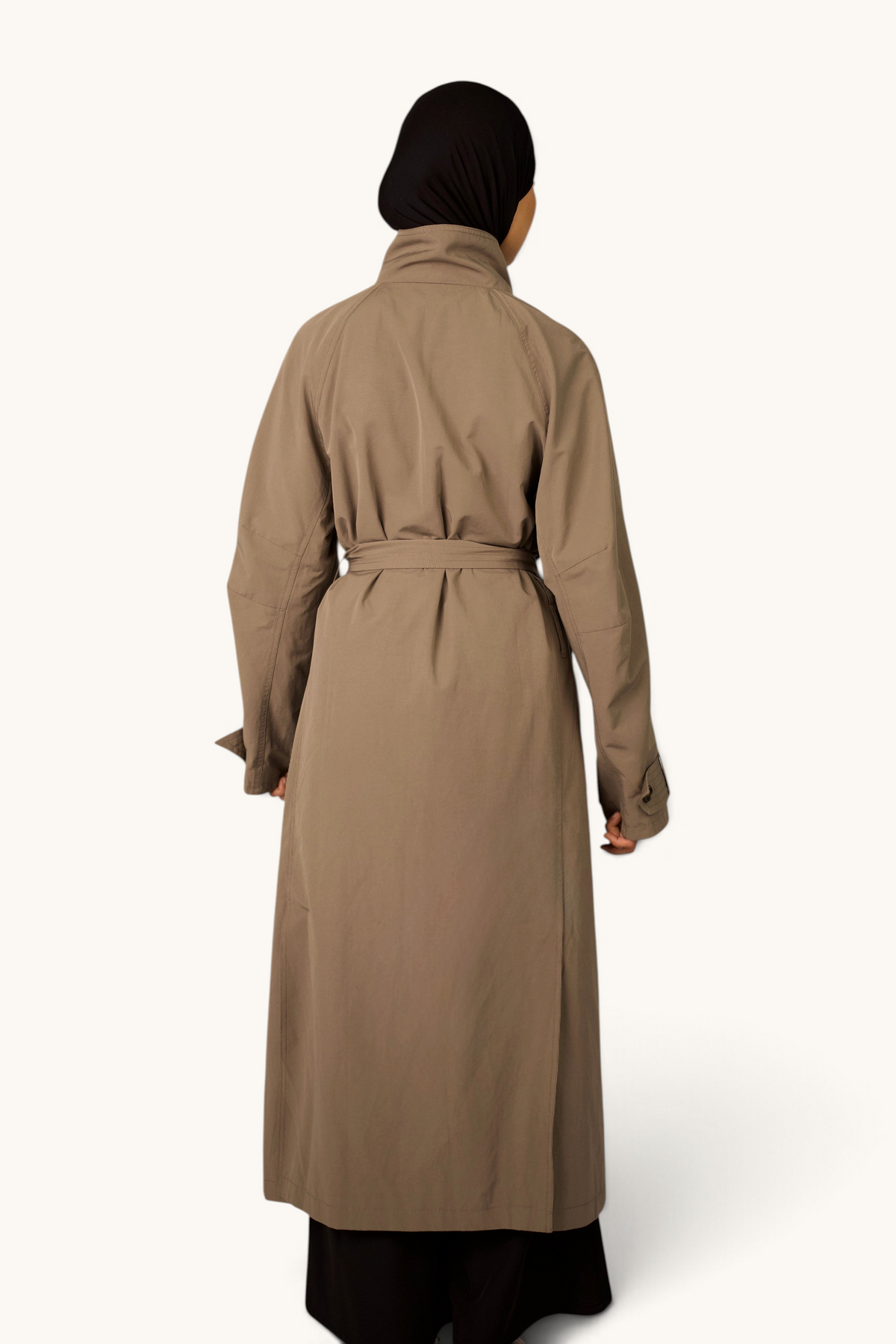 LOSYANA langer Trenchcoat in Armygrün, eleganter Mantel mit klassischem Schnitt