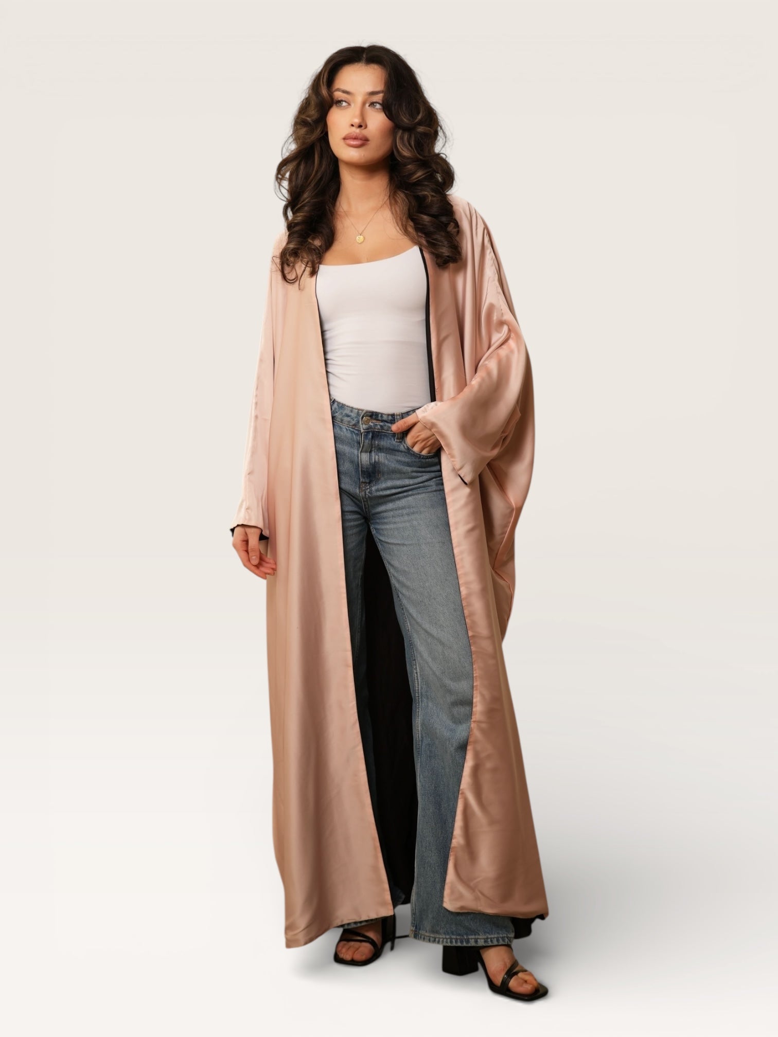 two way abaya - rose / black