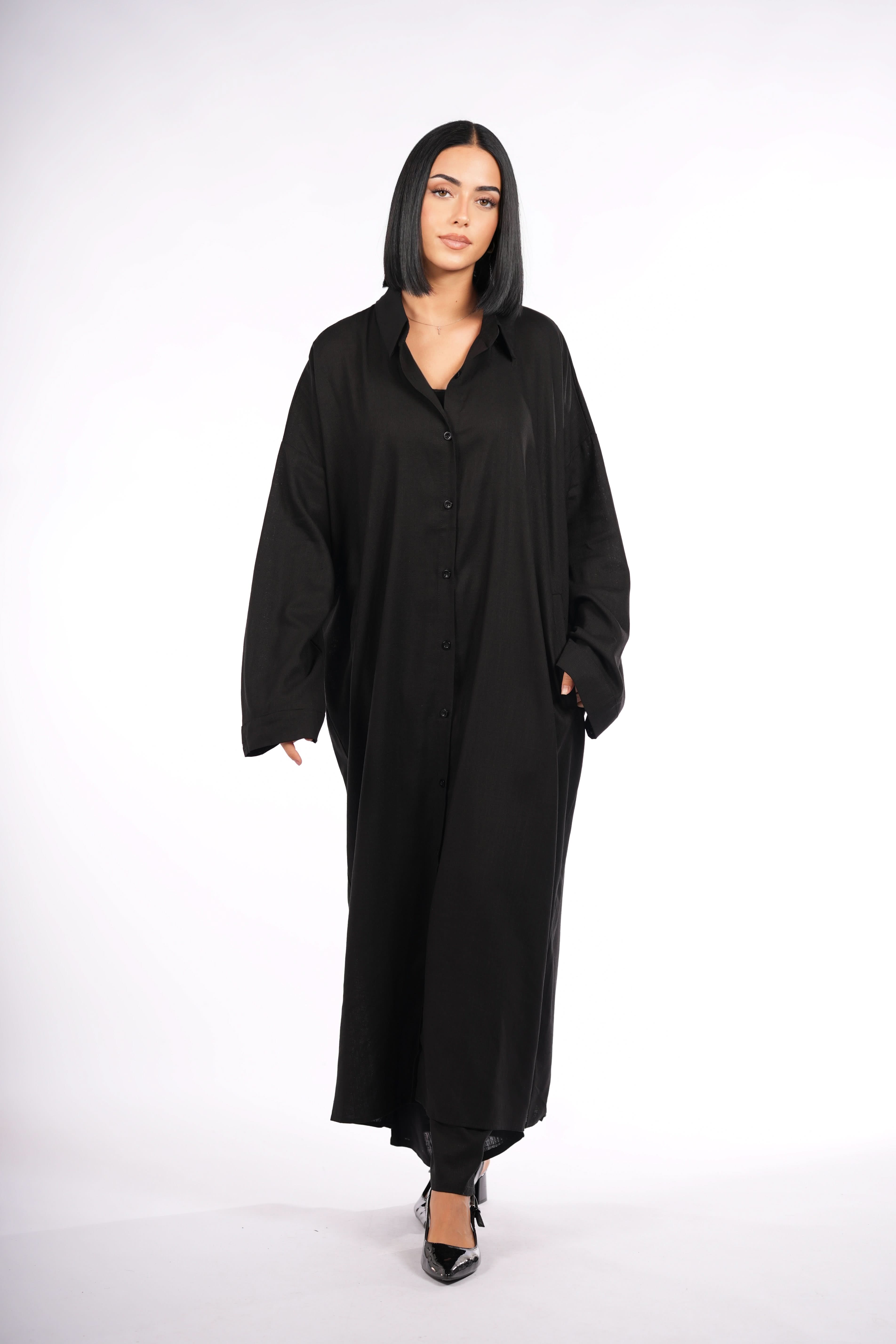 palma linen set - black - Losyana.Shop