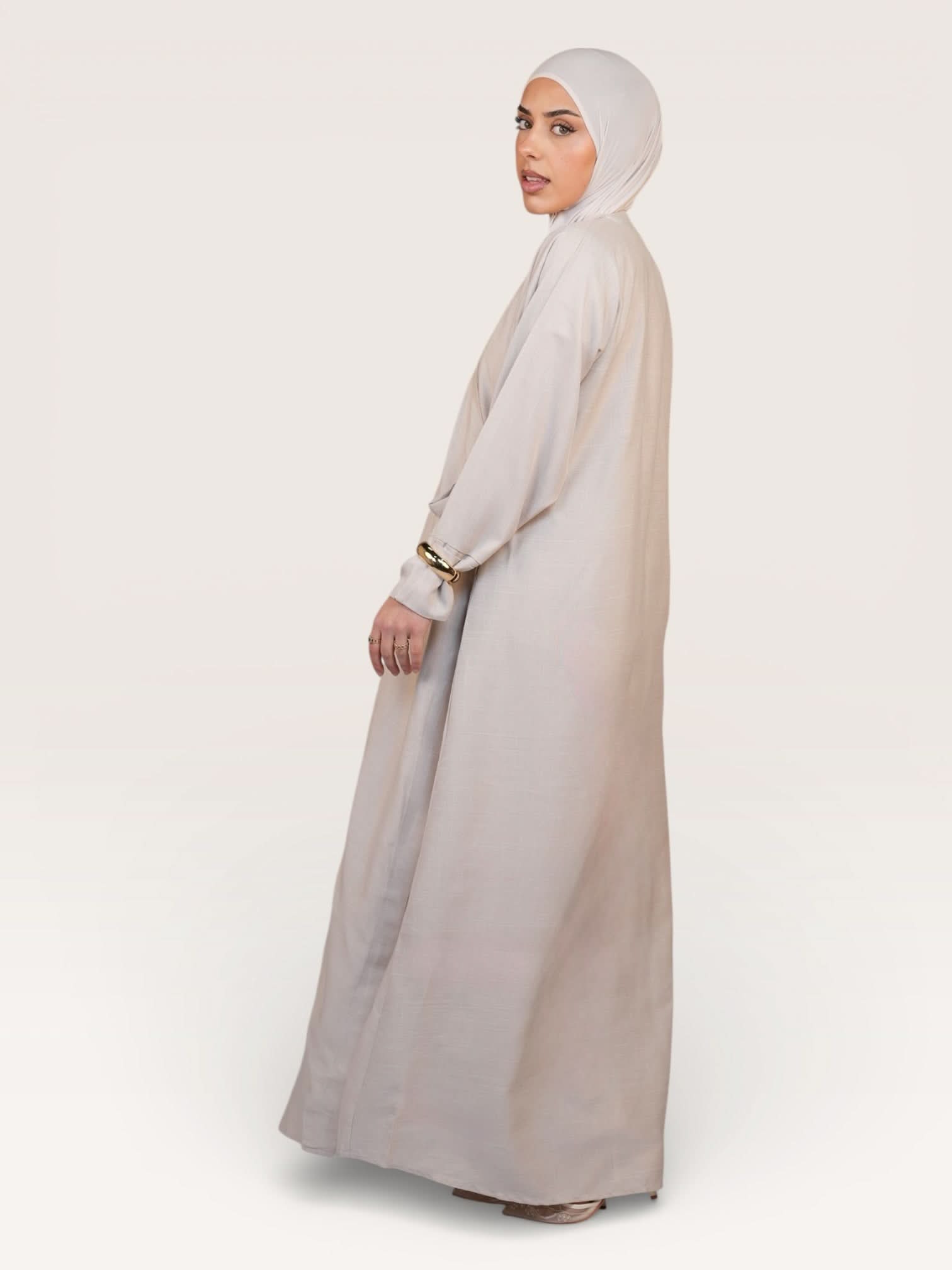 wickel linen abaya - mink - Losyana.Shop