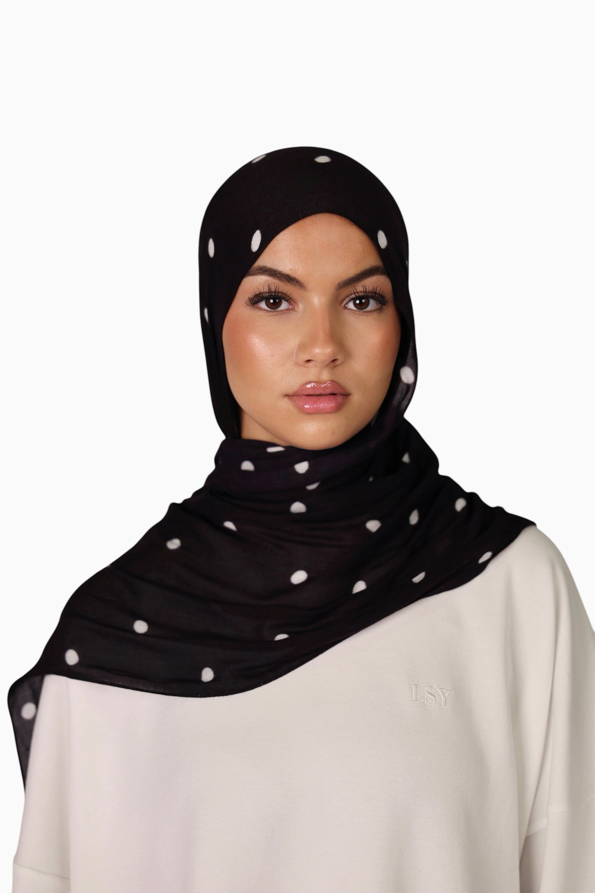 Lightweight Modal Hijab - Velour Dot Black