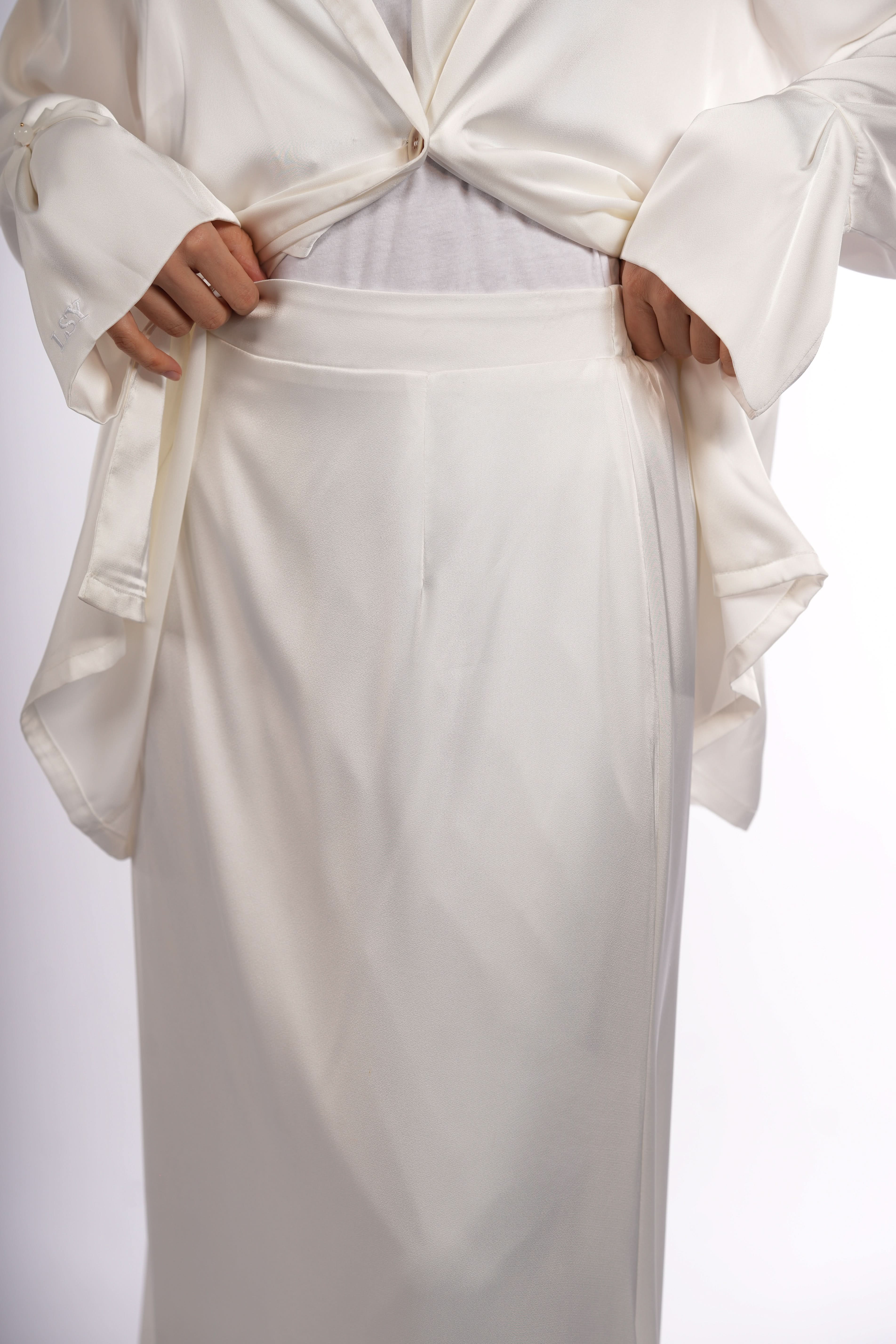 satin silk skirt - white
