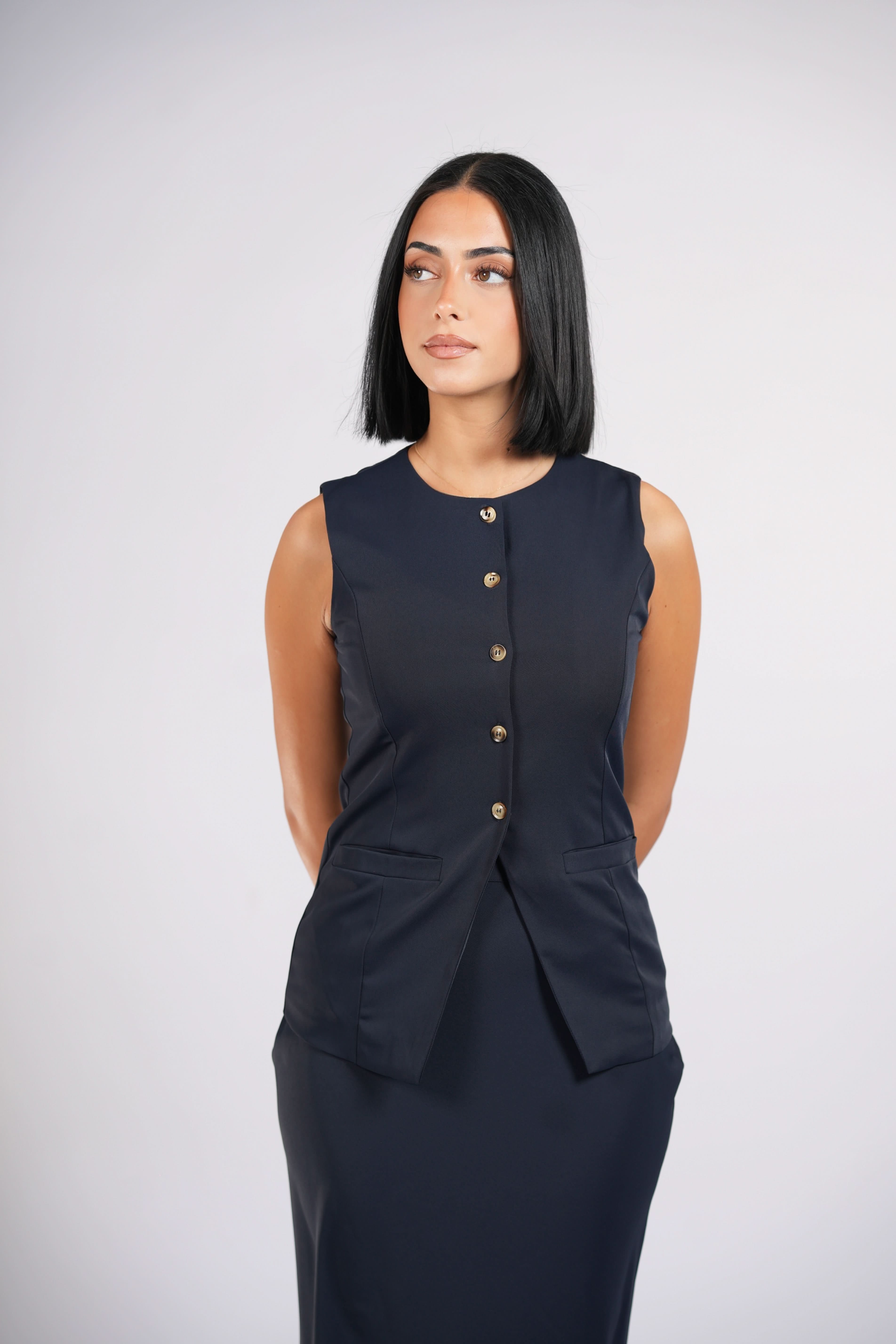 old vienna vest - navy - Losyana.Shop