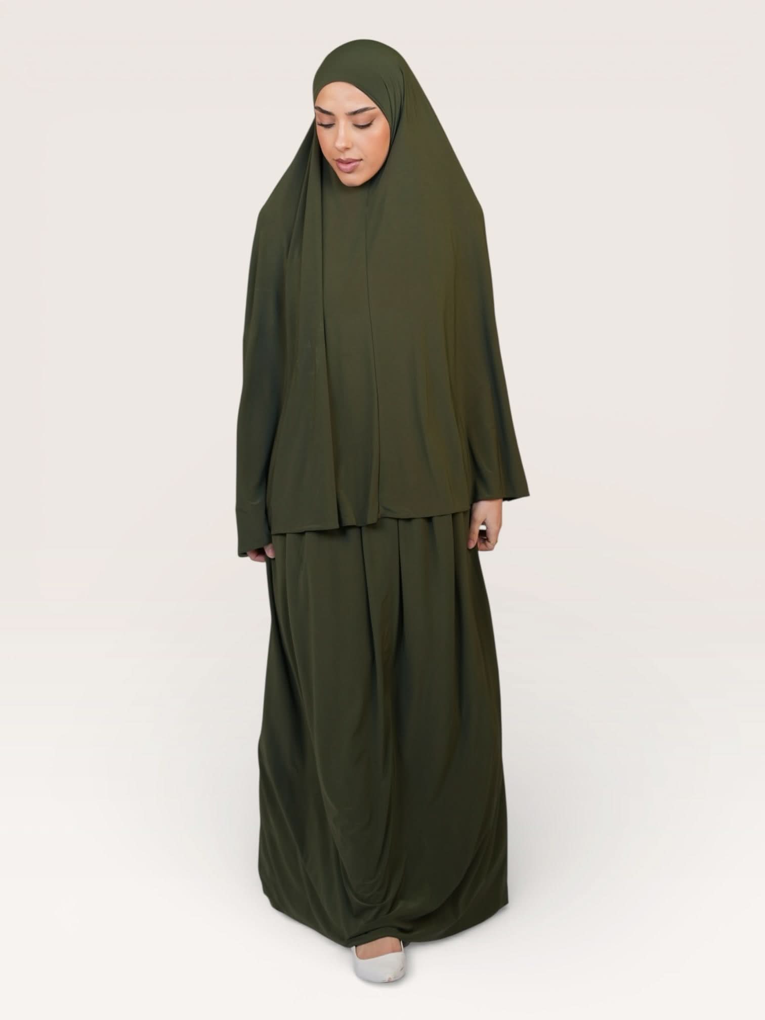 premium khimar set - khaki green - Losyana.Shop