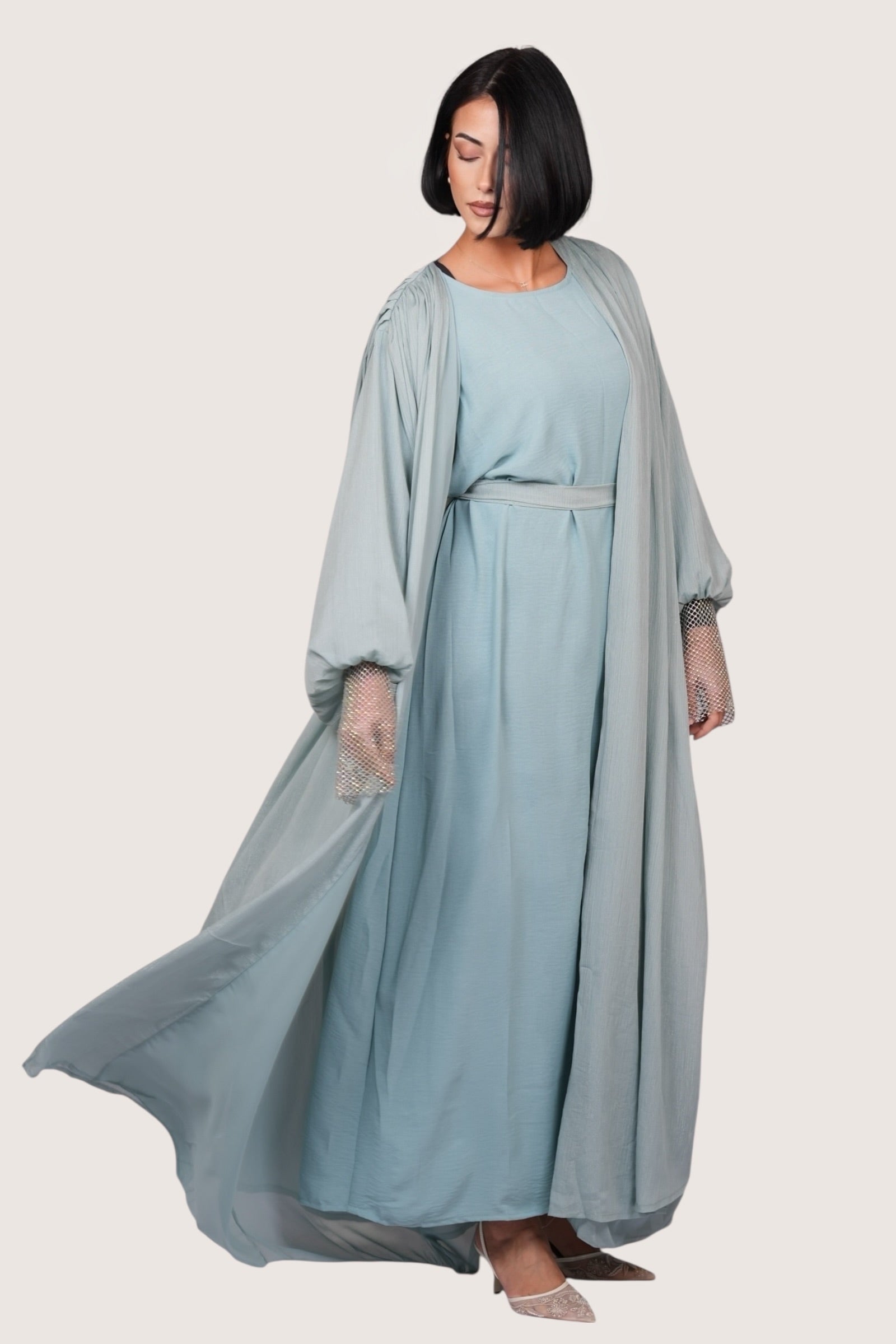 Shimmer Abaya - light blue