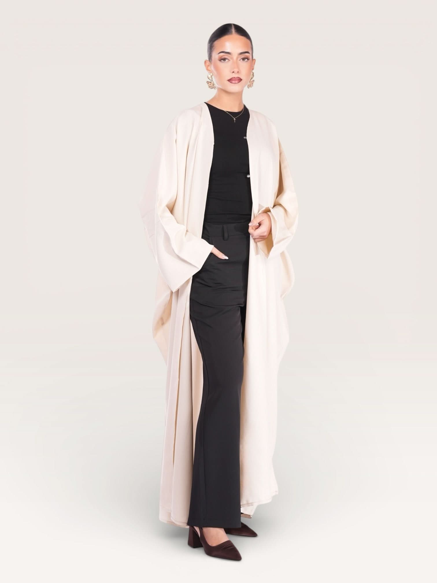 linen abaya/kimono - beige - Losyana.Shop