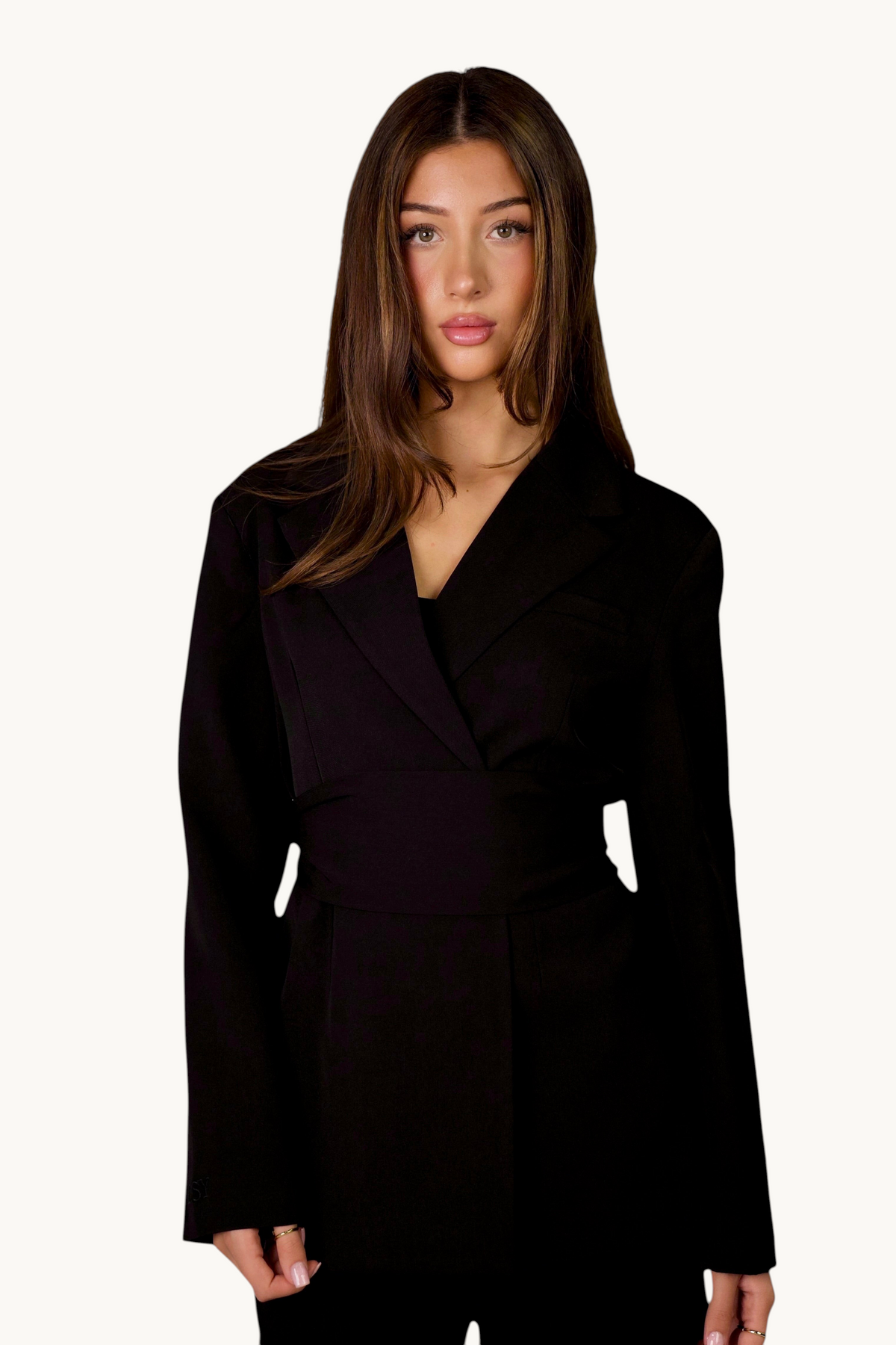 Blazer mit Gürtel - schwarz