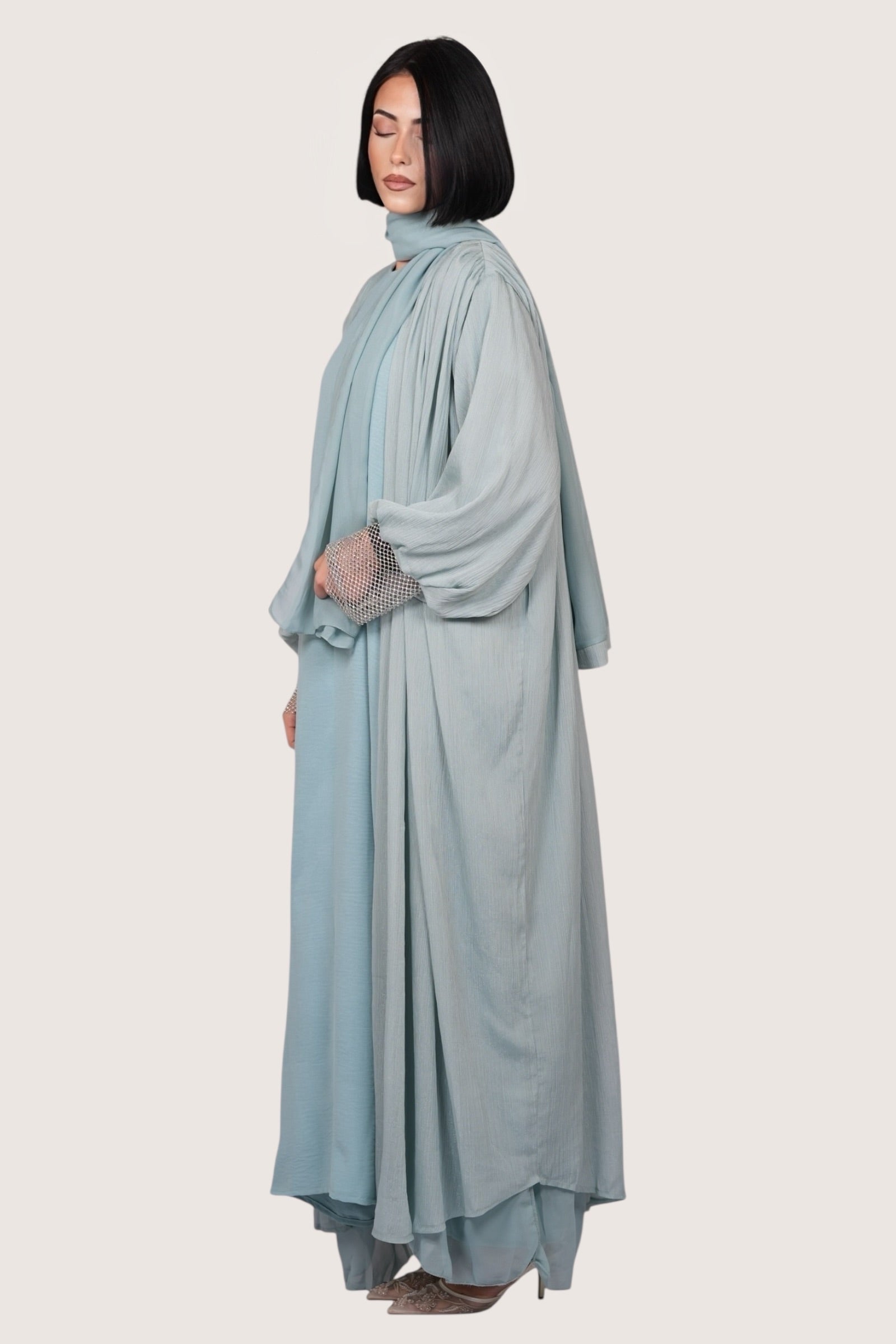 Shimmer Abaya - light blue