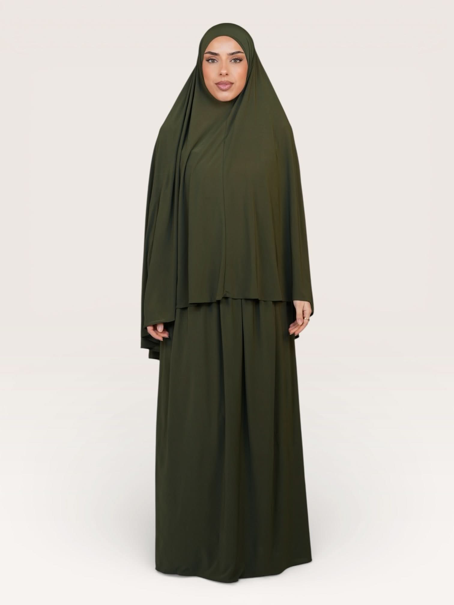 premium khimar set - khaki green - Losyana.Shop