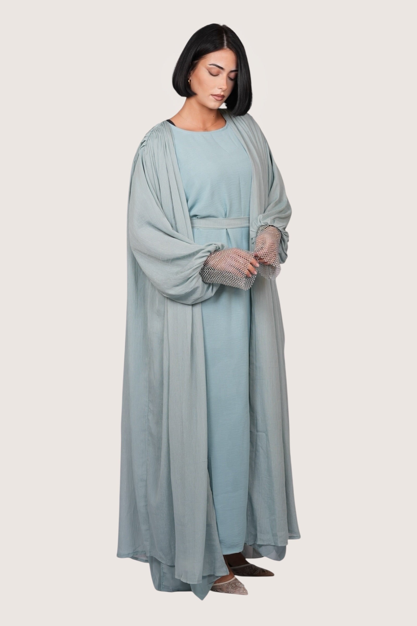 Shimmer Abaya - light blue
