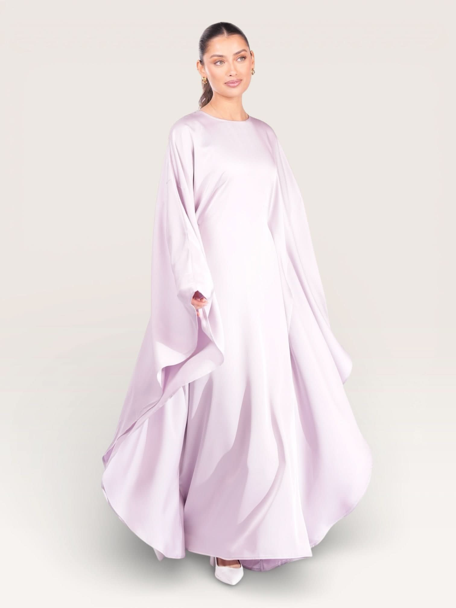 royal satin abaya - lavender - Losyana.Shop