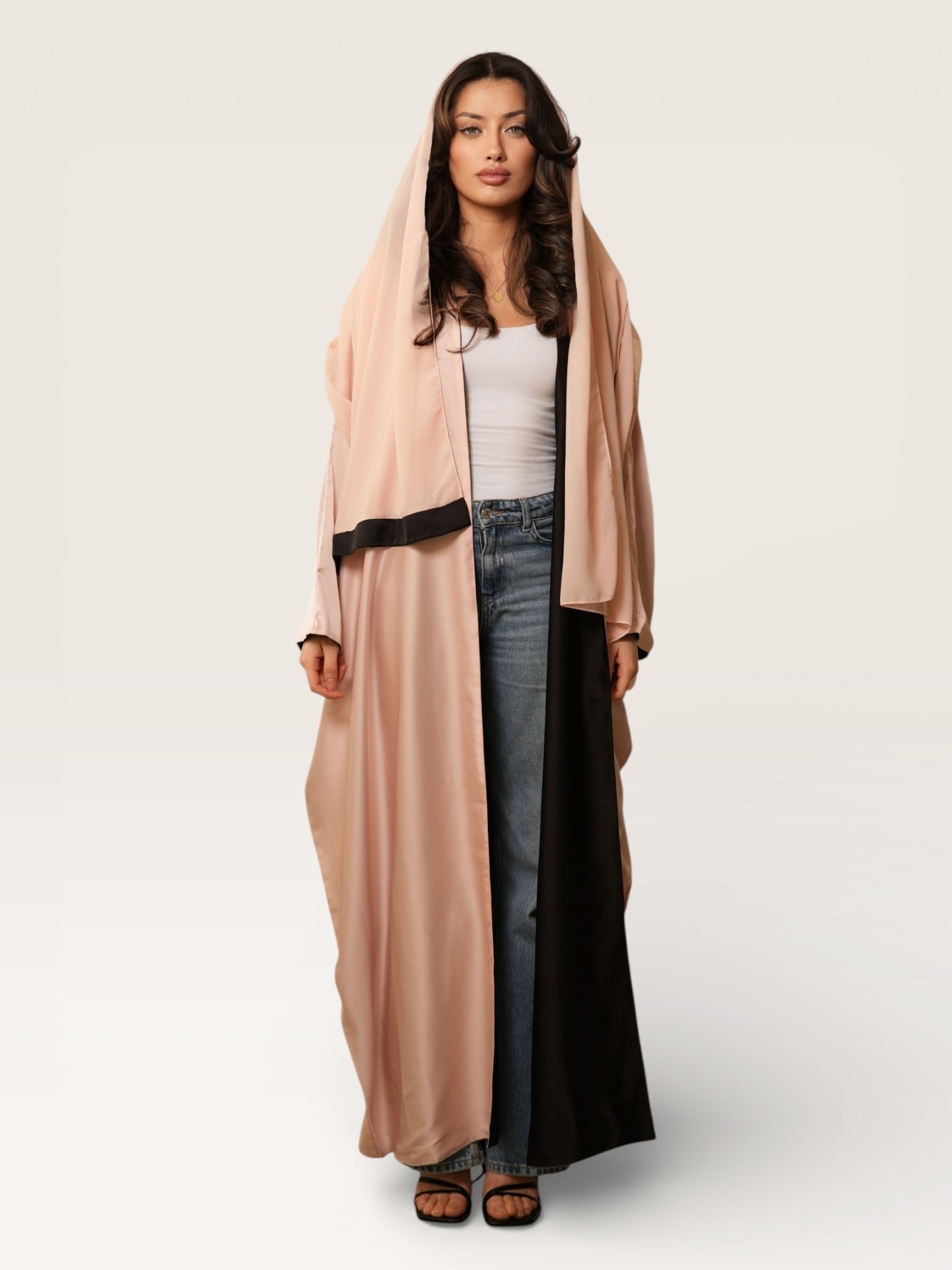 two way abaya - rose / black