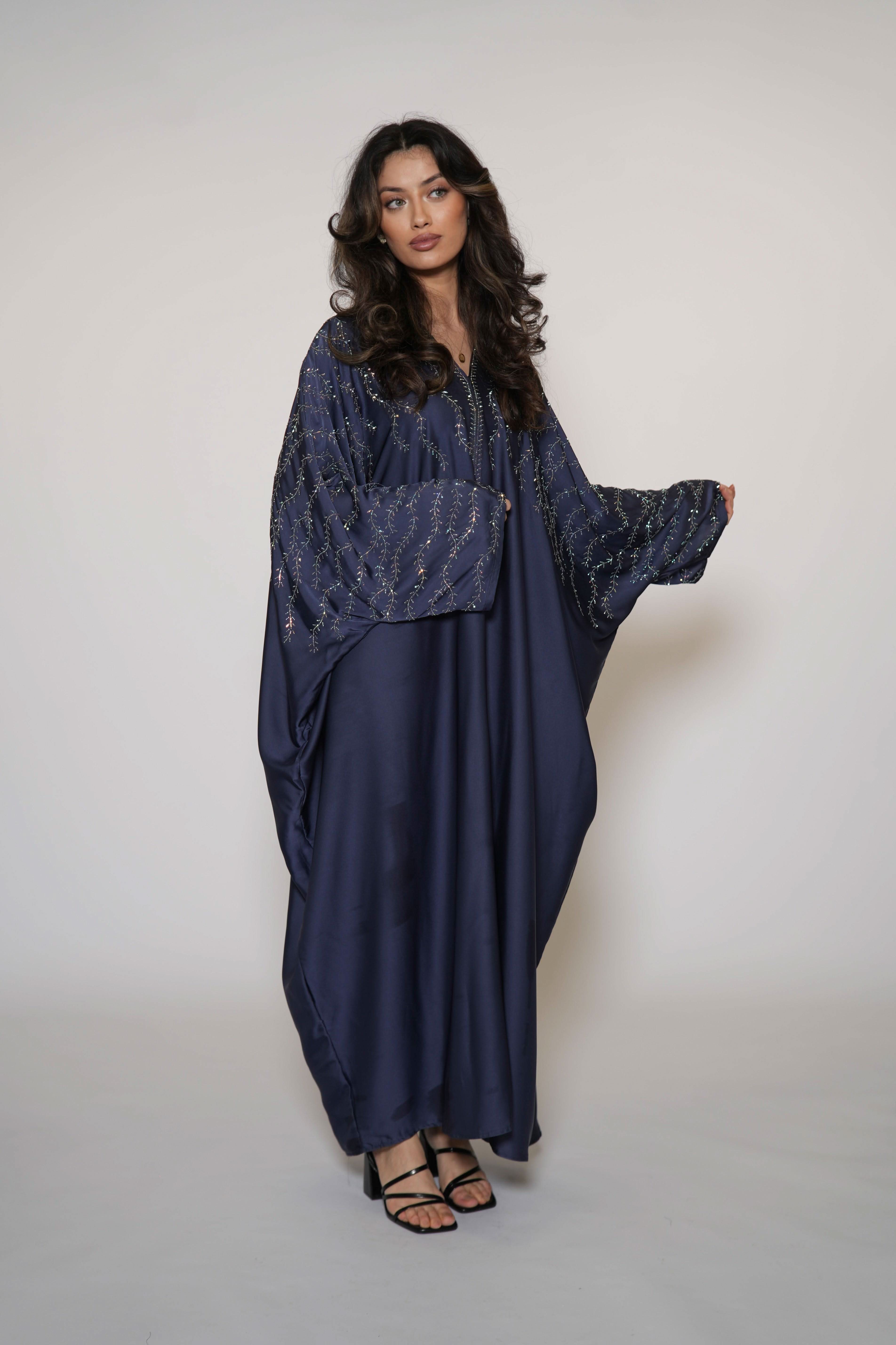 Glitter Abaya - royal blue - Losyana.Shop