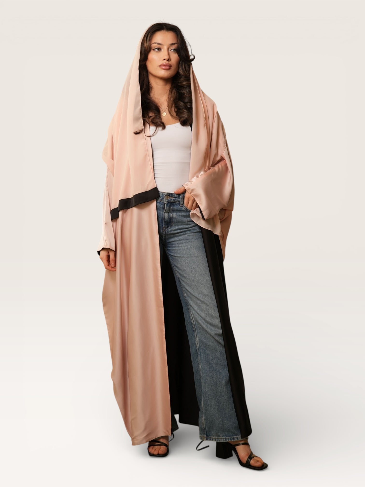 two way abaya - rose / black