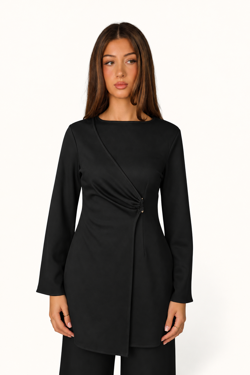 Fitted two-piece suit - black