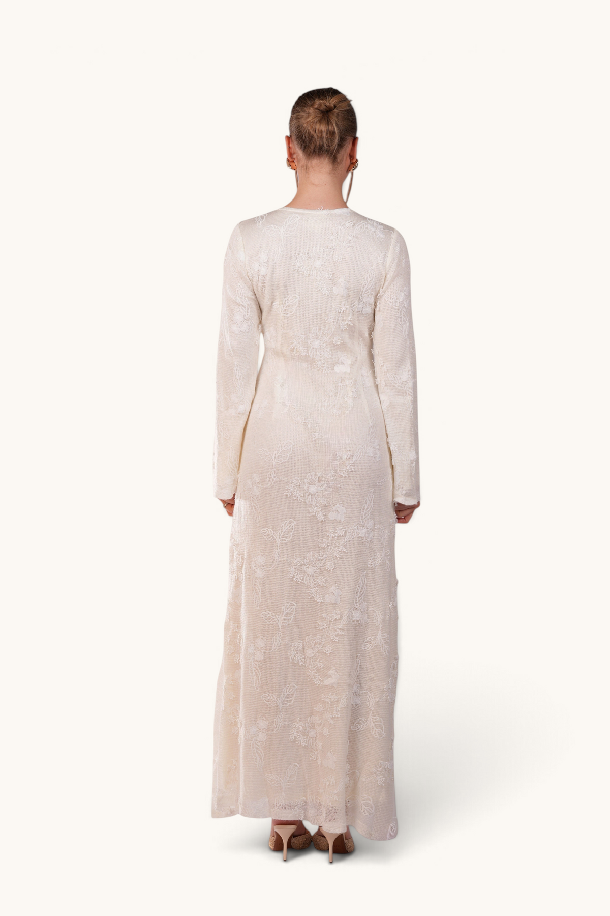 LOYSANA Fuerteventura Kleid in Creme mit Spitze und Maxilänge