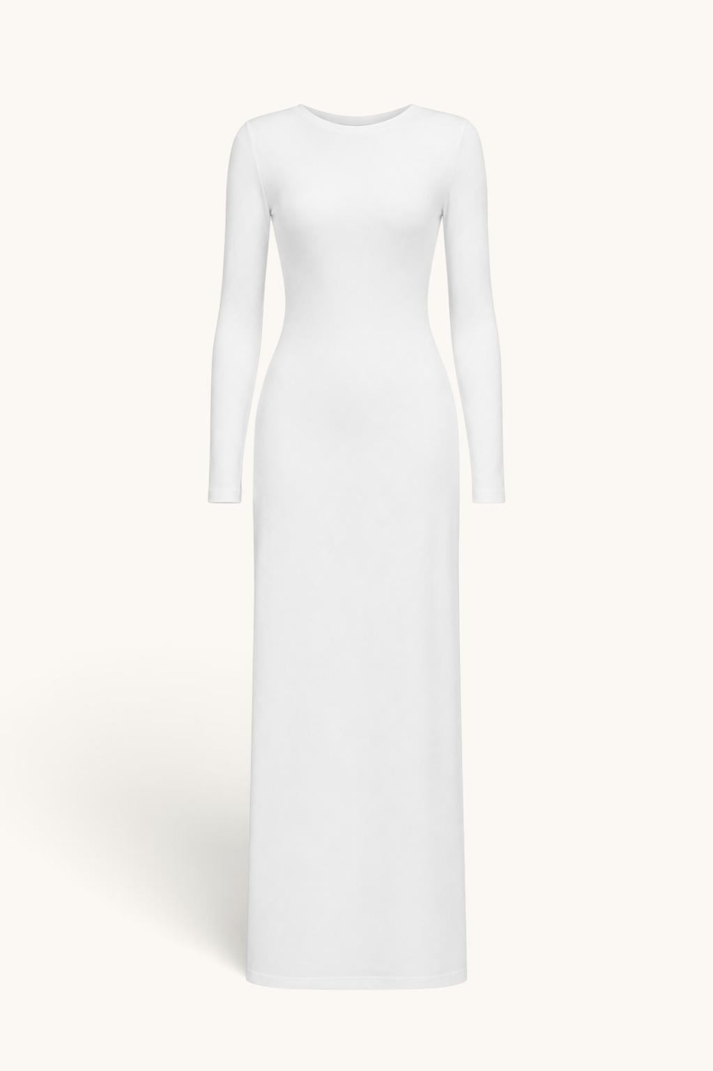 LOSYANA Sierra white long-sleeve maxi slip dress for layering under sheer clothing