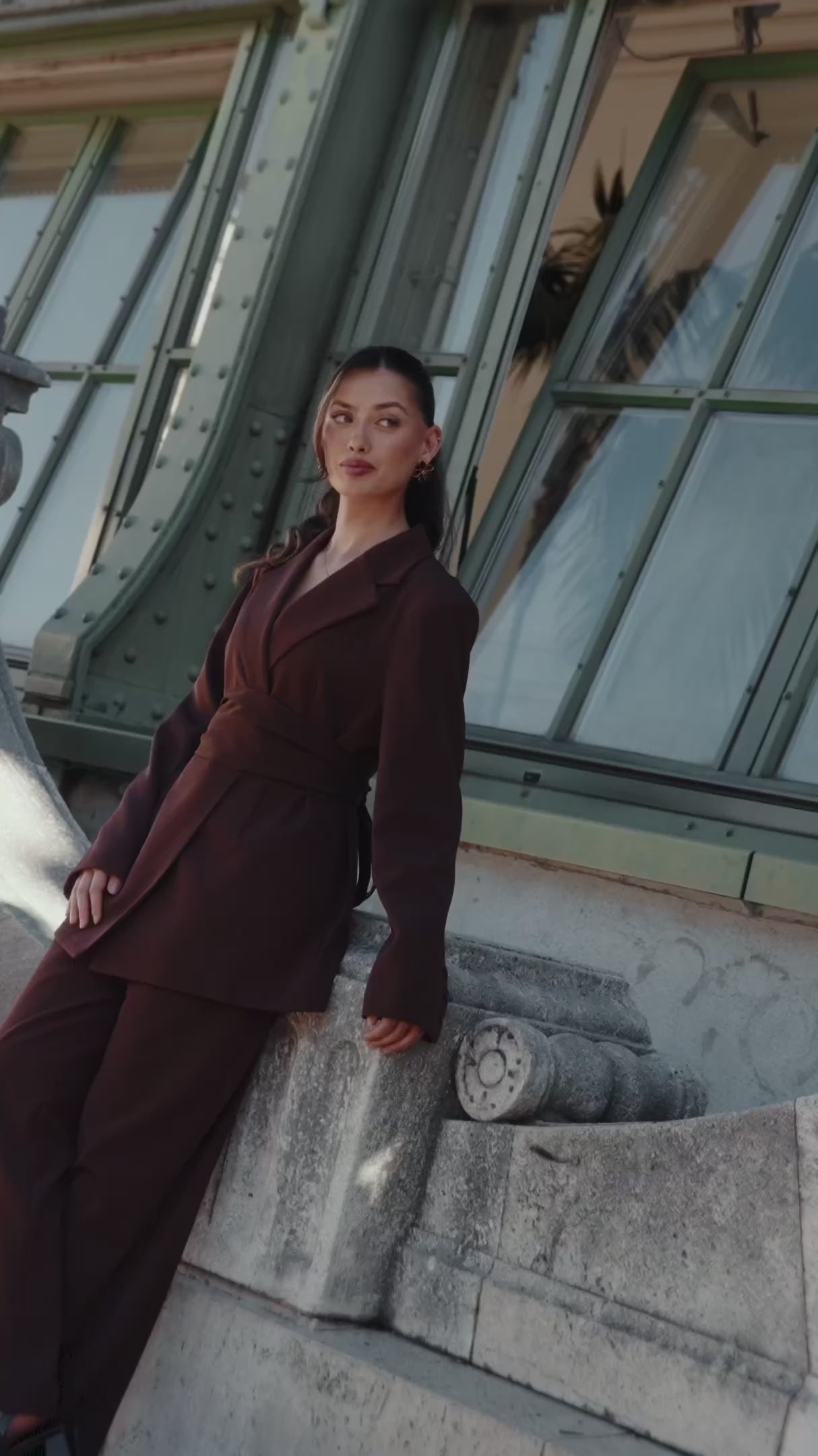 the noble belted blazer - mocha mousse | LOSYANA